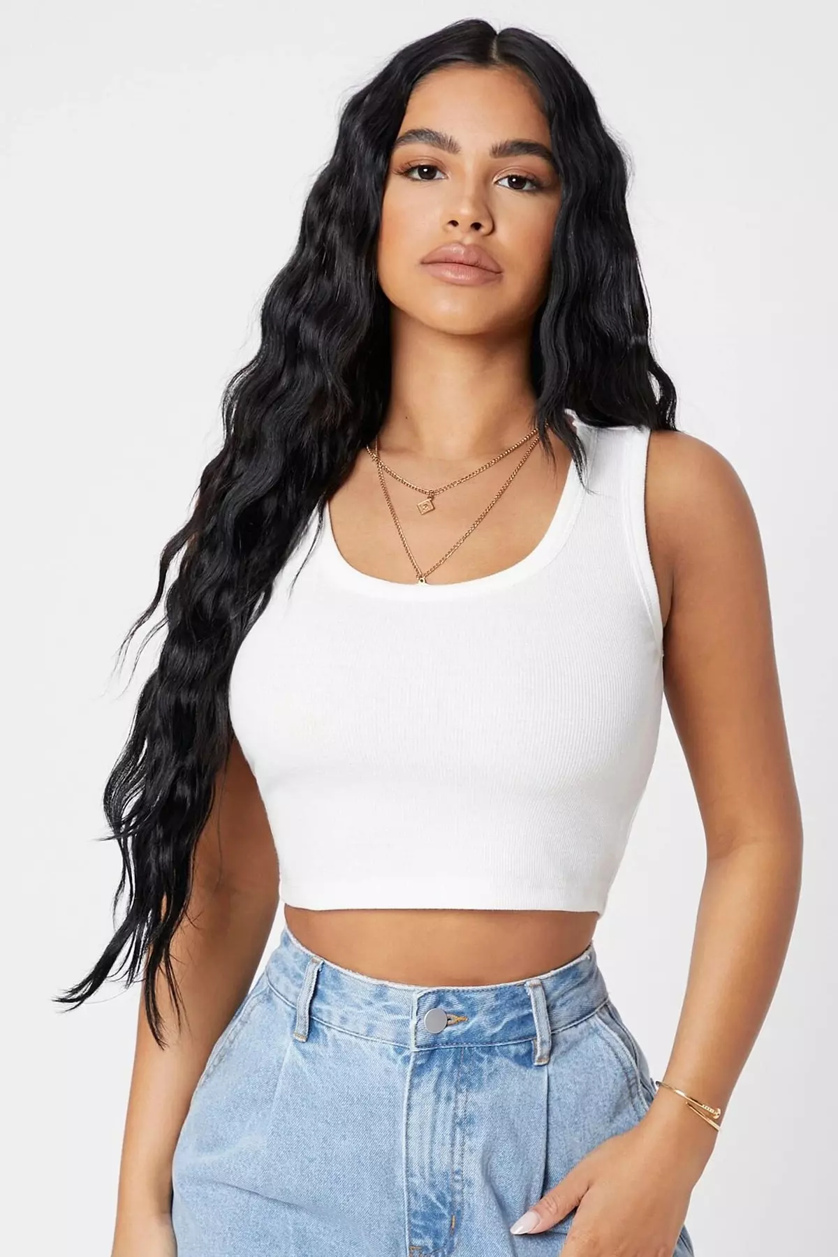 Women's White Square Neck Crop Top Blouse