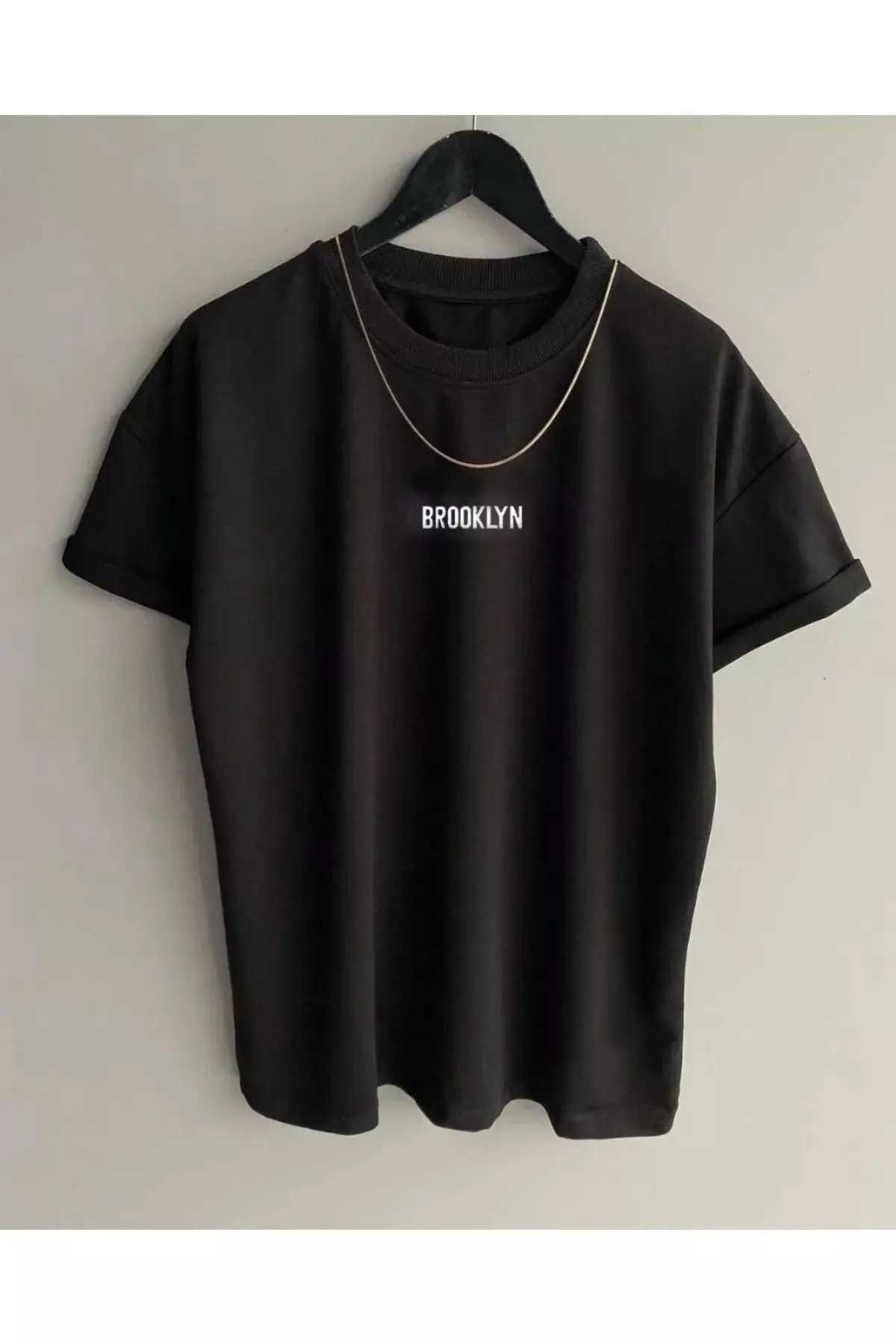 Black Street Men's Black Brooklyn Oversized Bicycle Neck T-shirt
