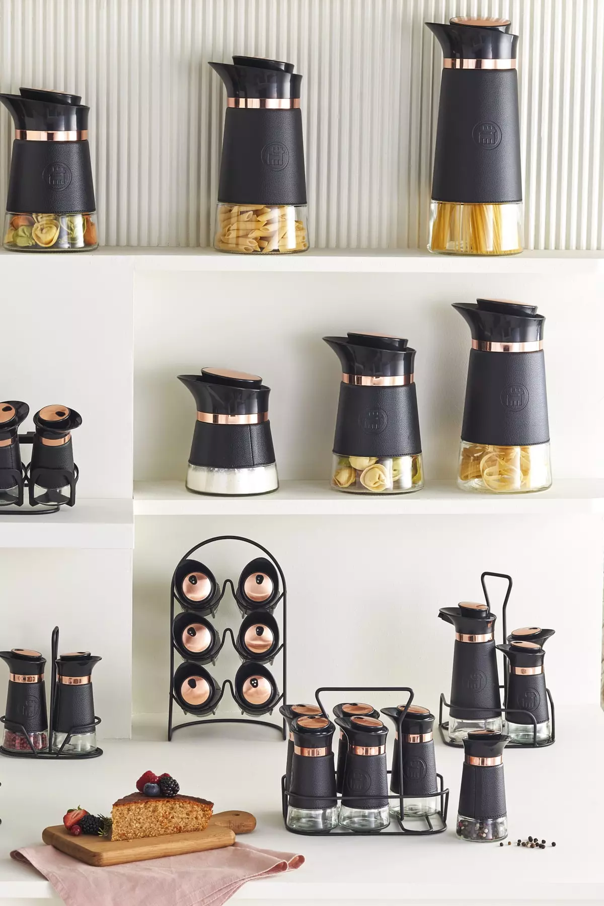 Latin Leather 4-piece Glass Spice Set