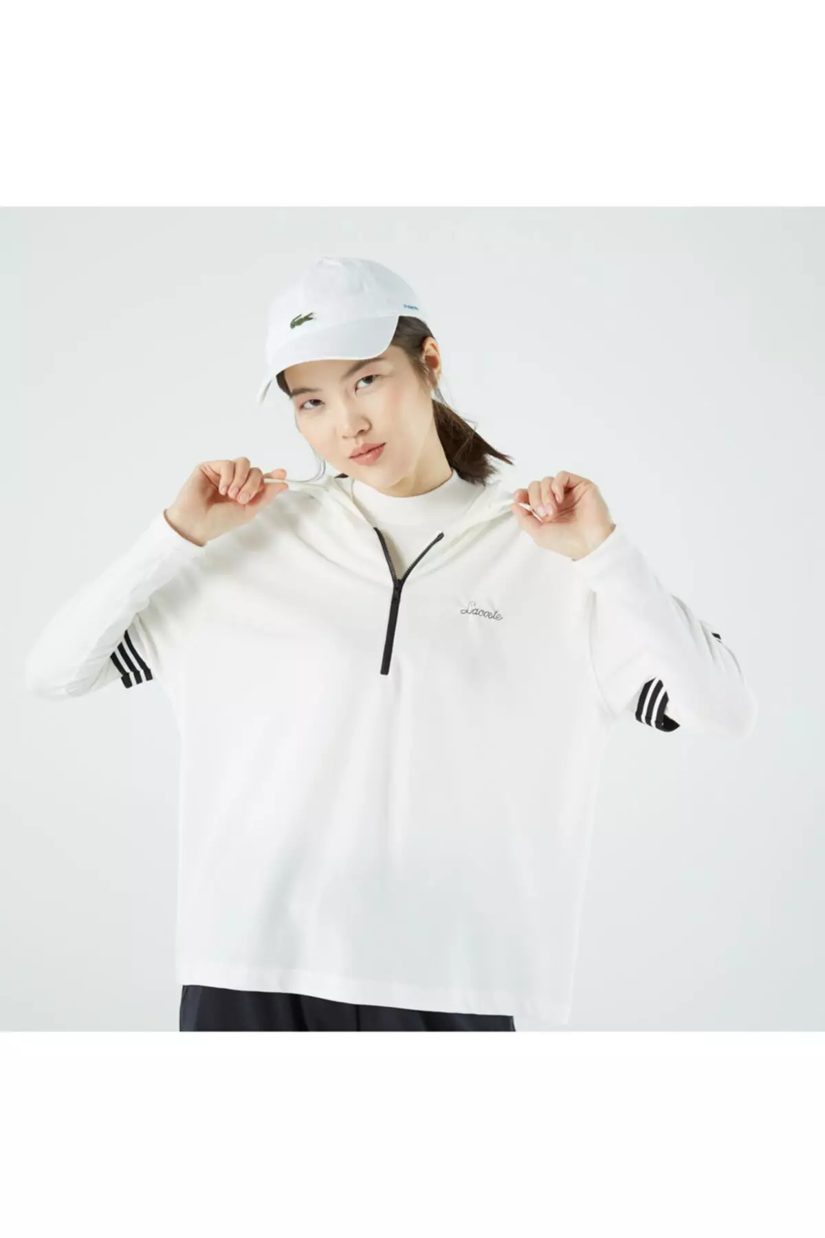 Women's Loose Fit Hooded White Polo