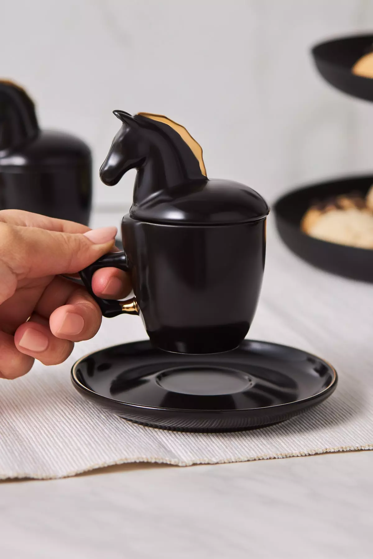 Black Horse 2 Person Coffee Cup Set 90 Ml