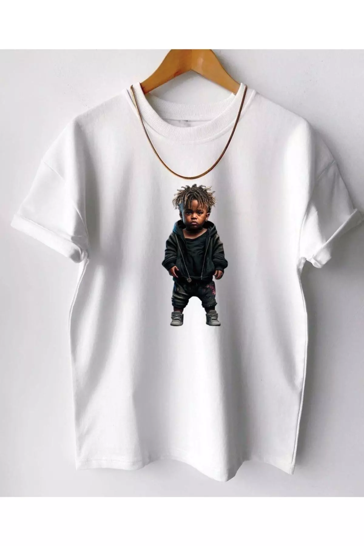 Black Street Male White Rapper Oversize Bicycle Collar T-shirt