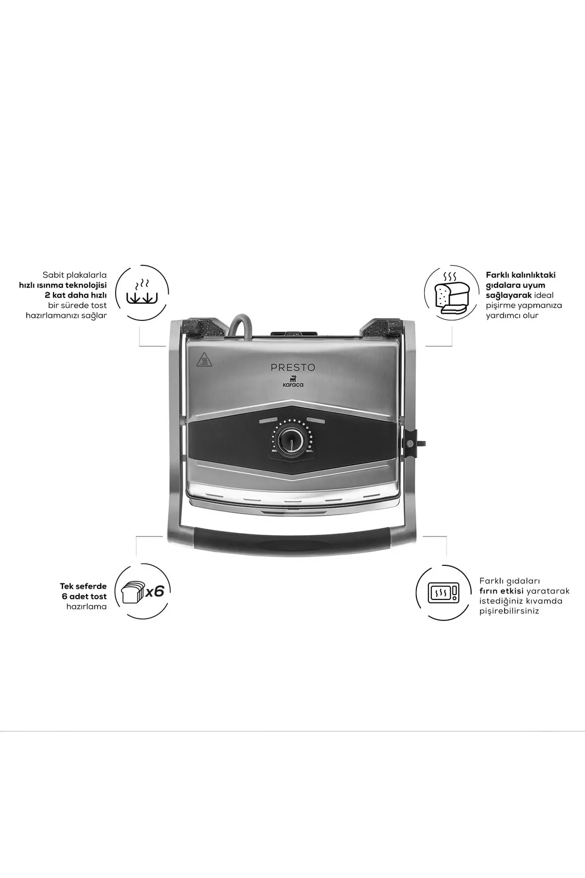 Presto 2001 Grill and Sandwich Maker Inox 2000w 6 Slices