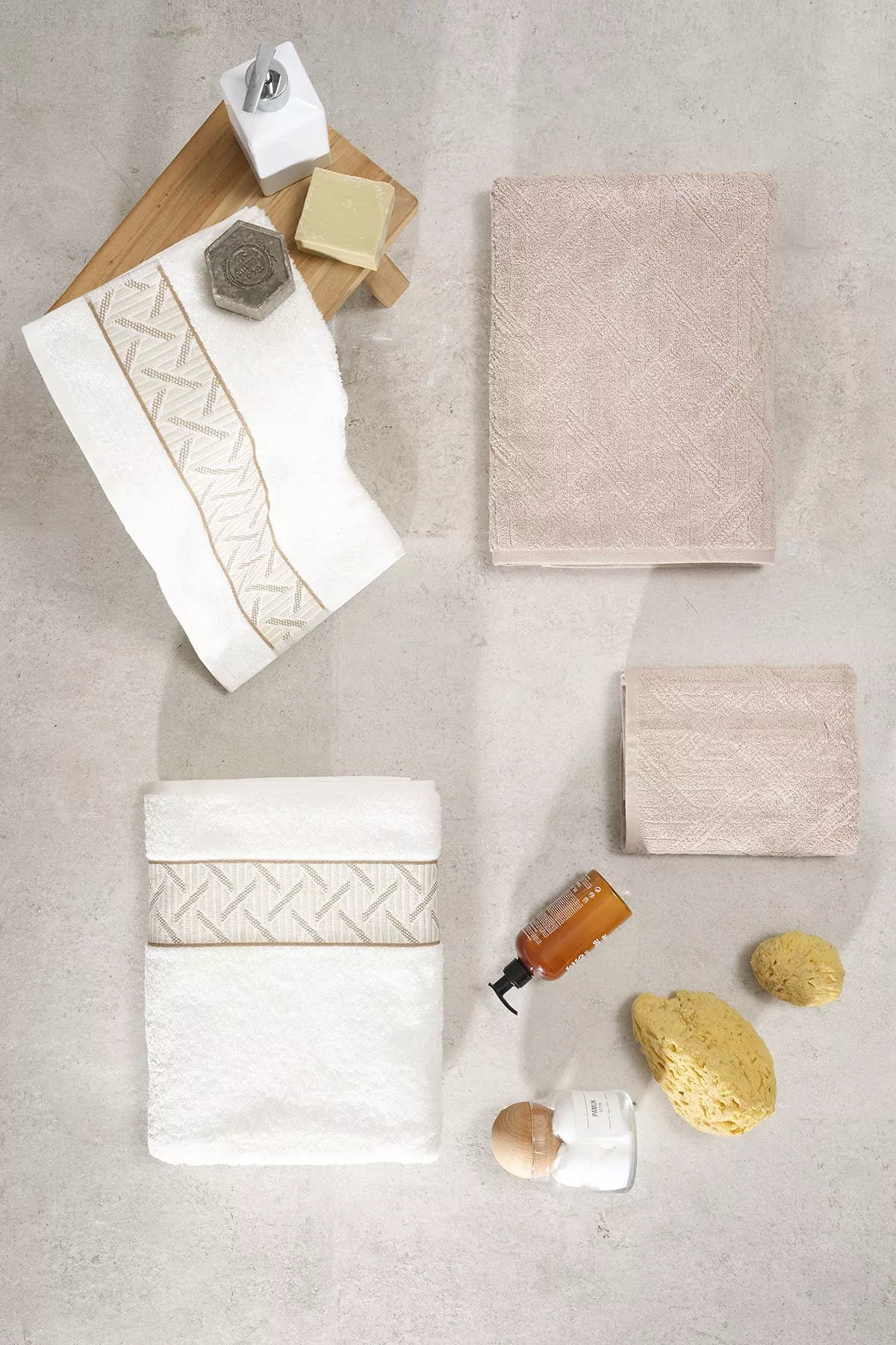 Mencia Offwhite-beige 100% Cotton Bath Towel Set