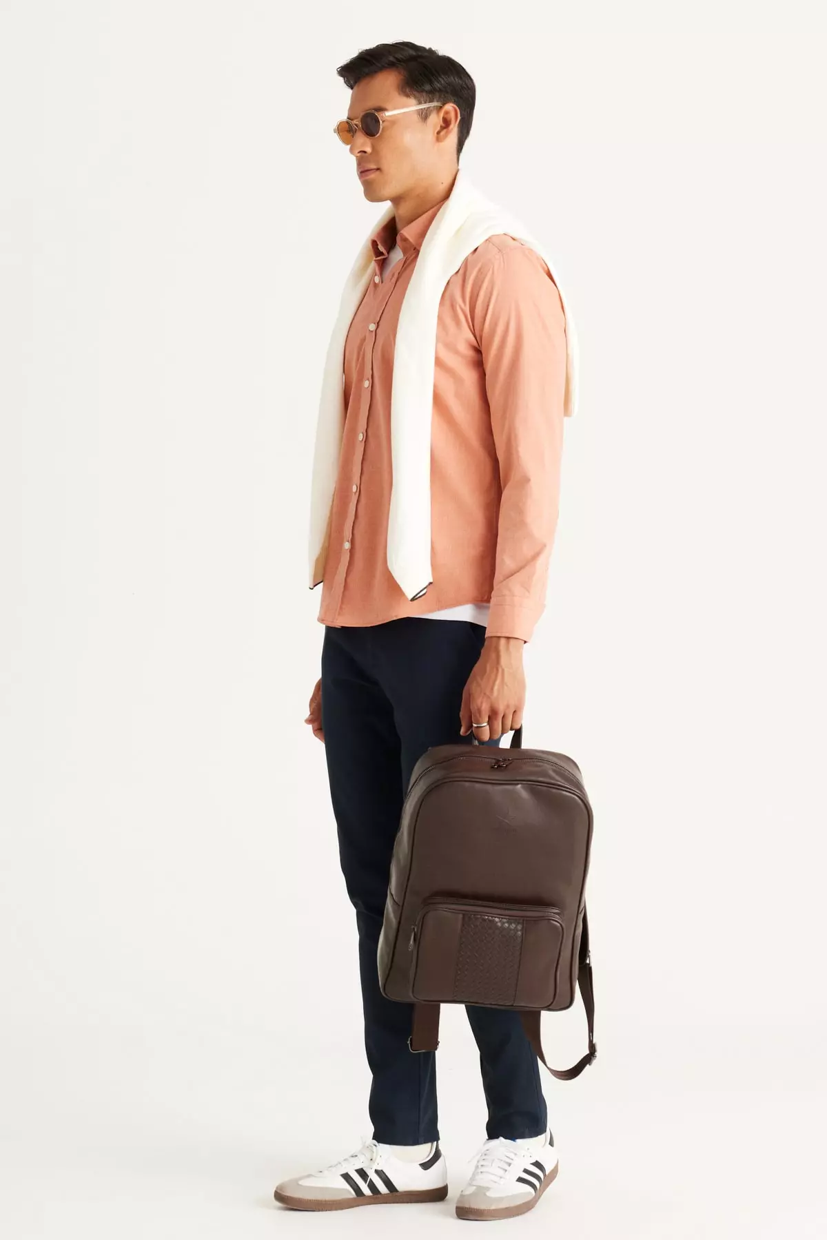 Men's Orange Slim Fit Narrow Cut Hidden Button Collar Shirt