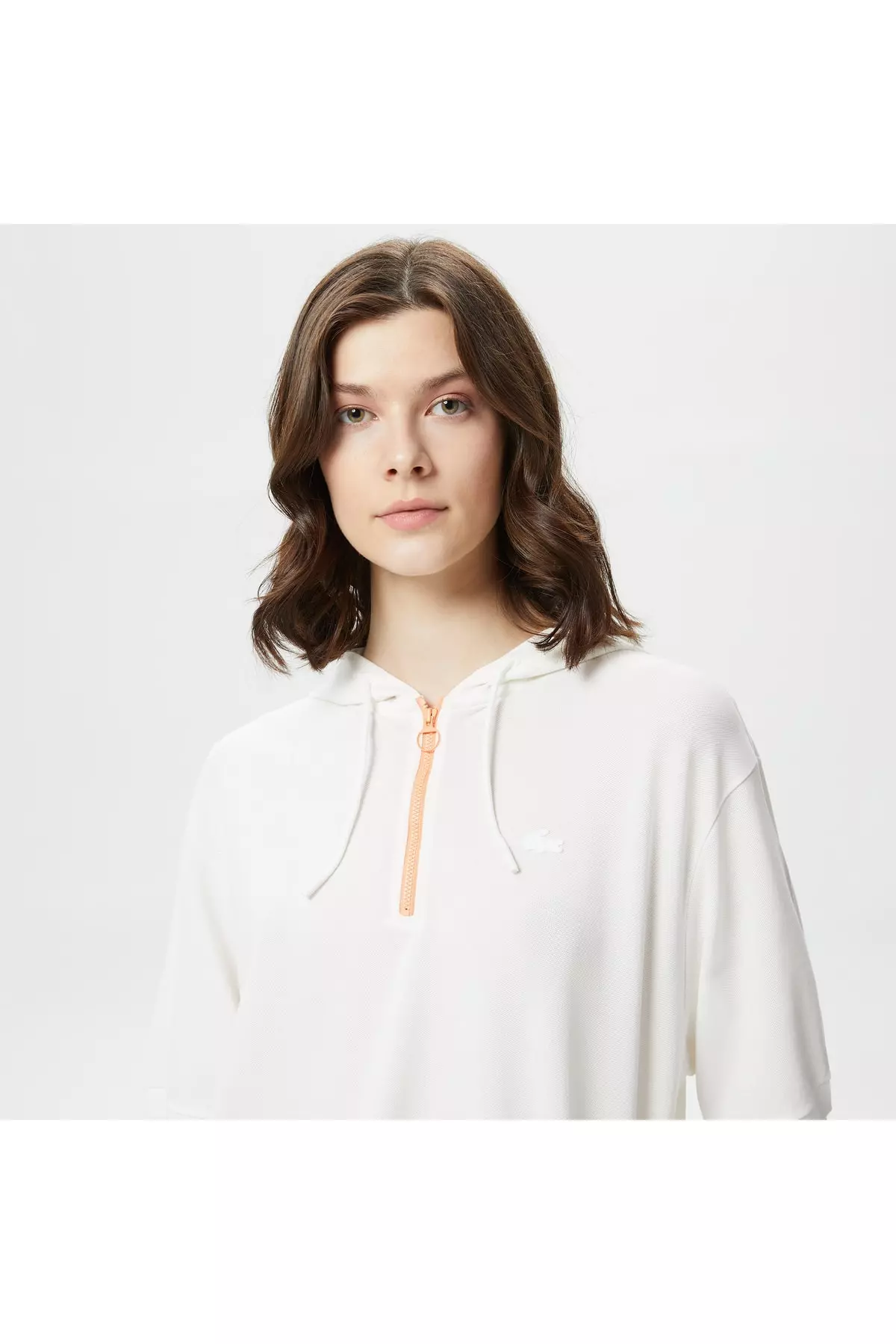 Women's Loose Fit Hooded White Polo