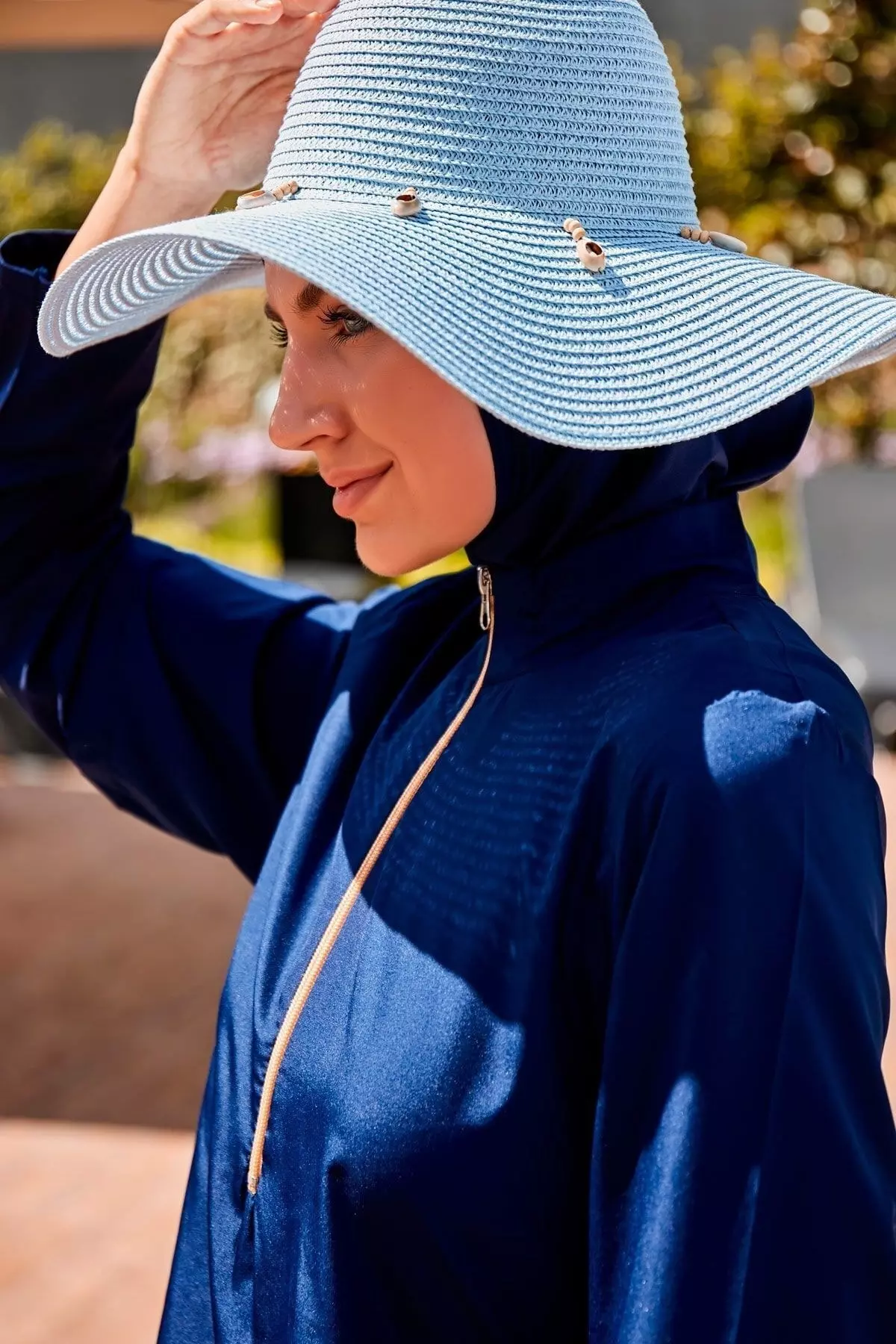 Sea Shell Blue Wide Straw Hat 142321