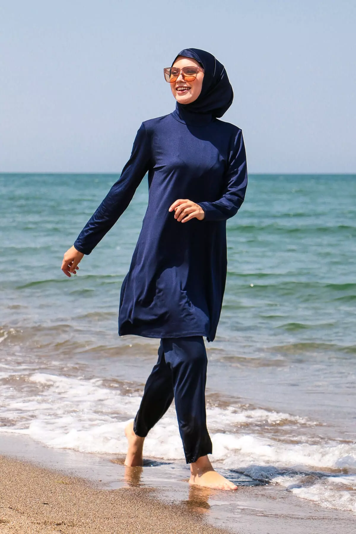 4-piece Dark Blue Full Coverage Modest Swimwear 1969