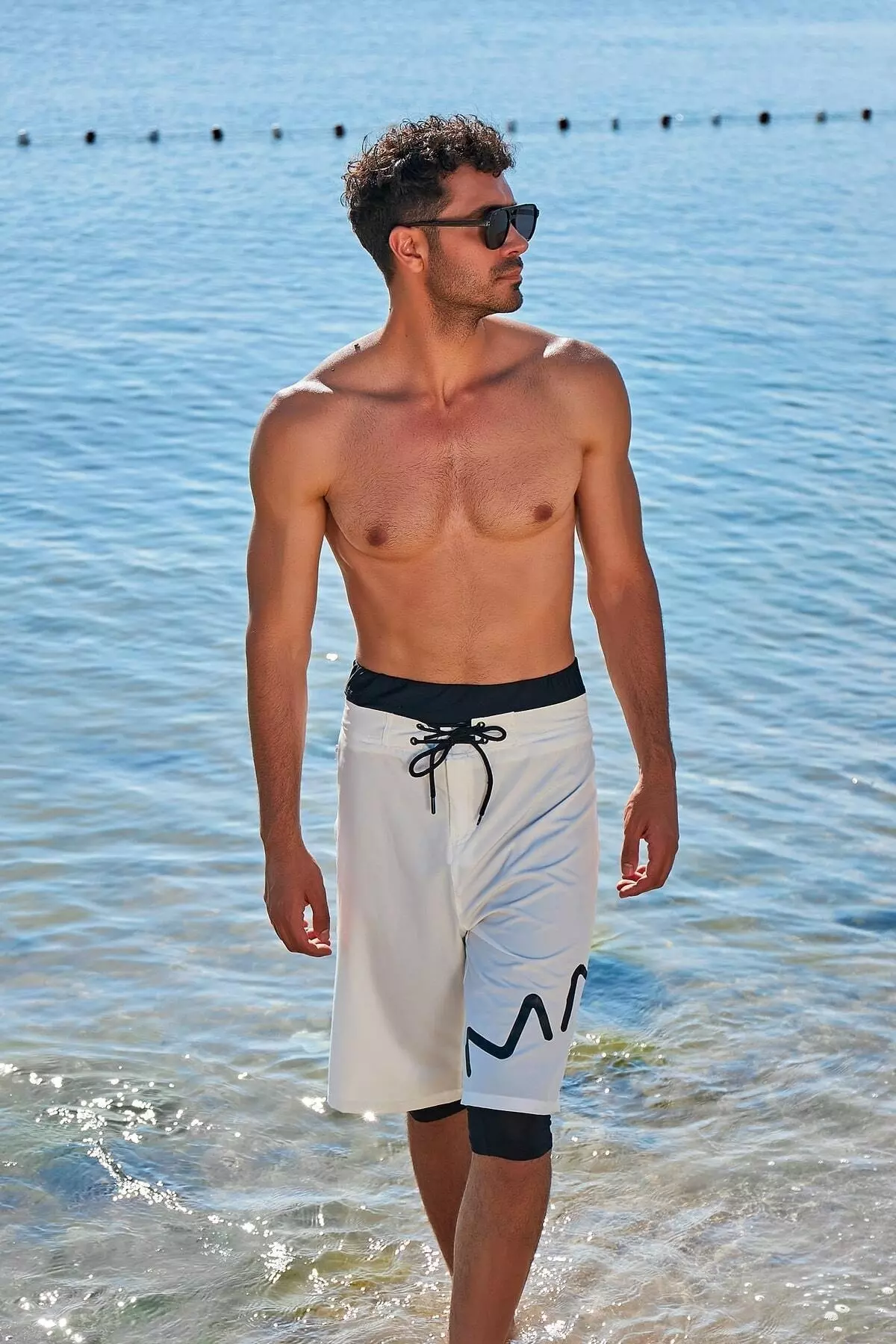 White Lettered Men's Shorts S2354