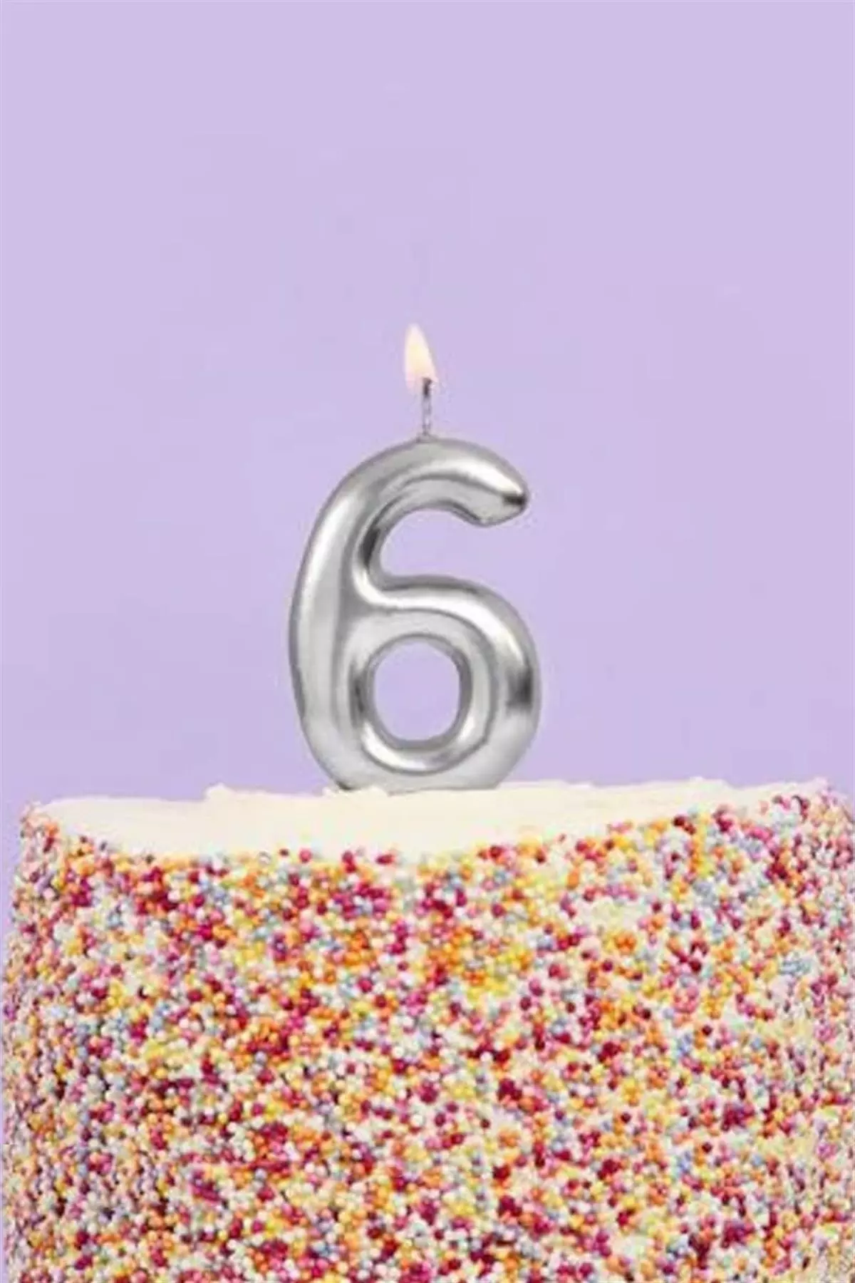Silver Number 6 Candle