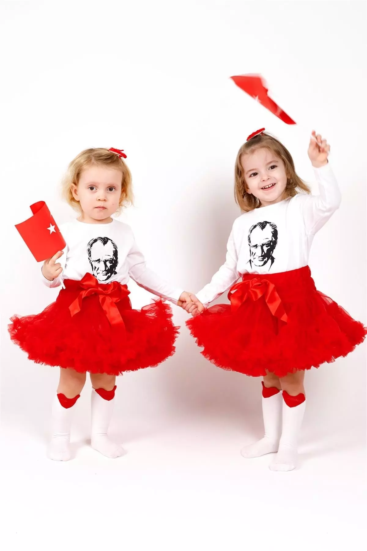 White Atatürk Printed Girl's T-shirt