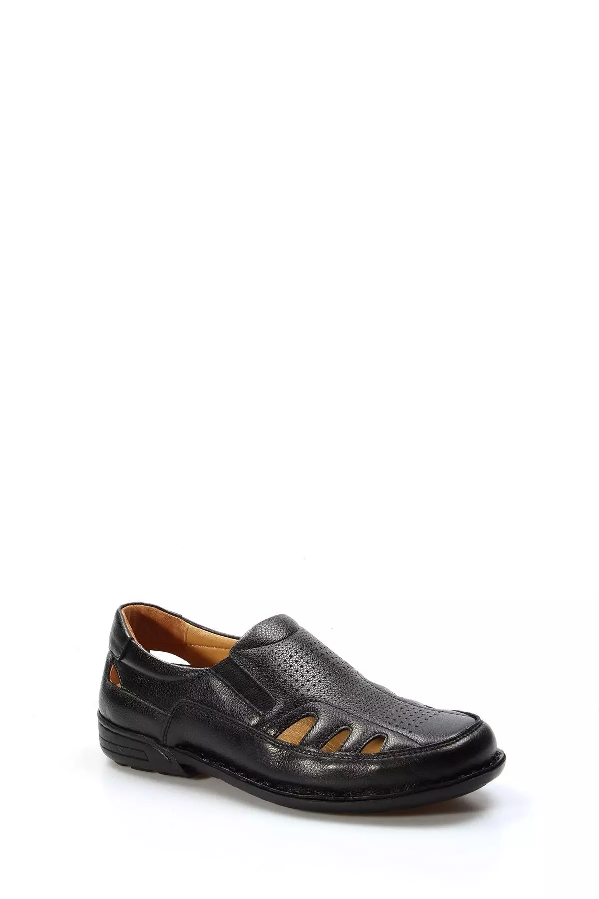 Genuine Leather Orthopedic Black Men's Classic Sandals 662ma118kt