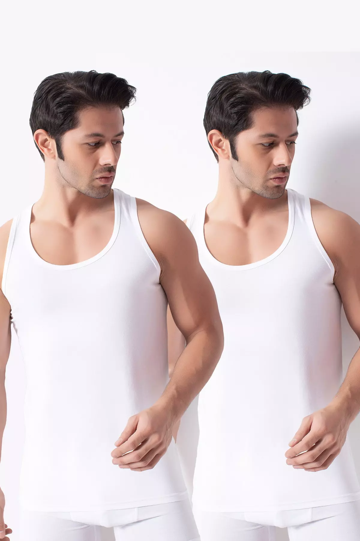 2 Piece White Bamboo Men's Tank Top