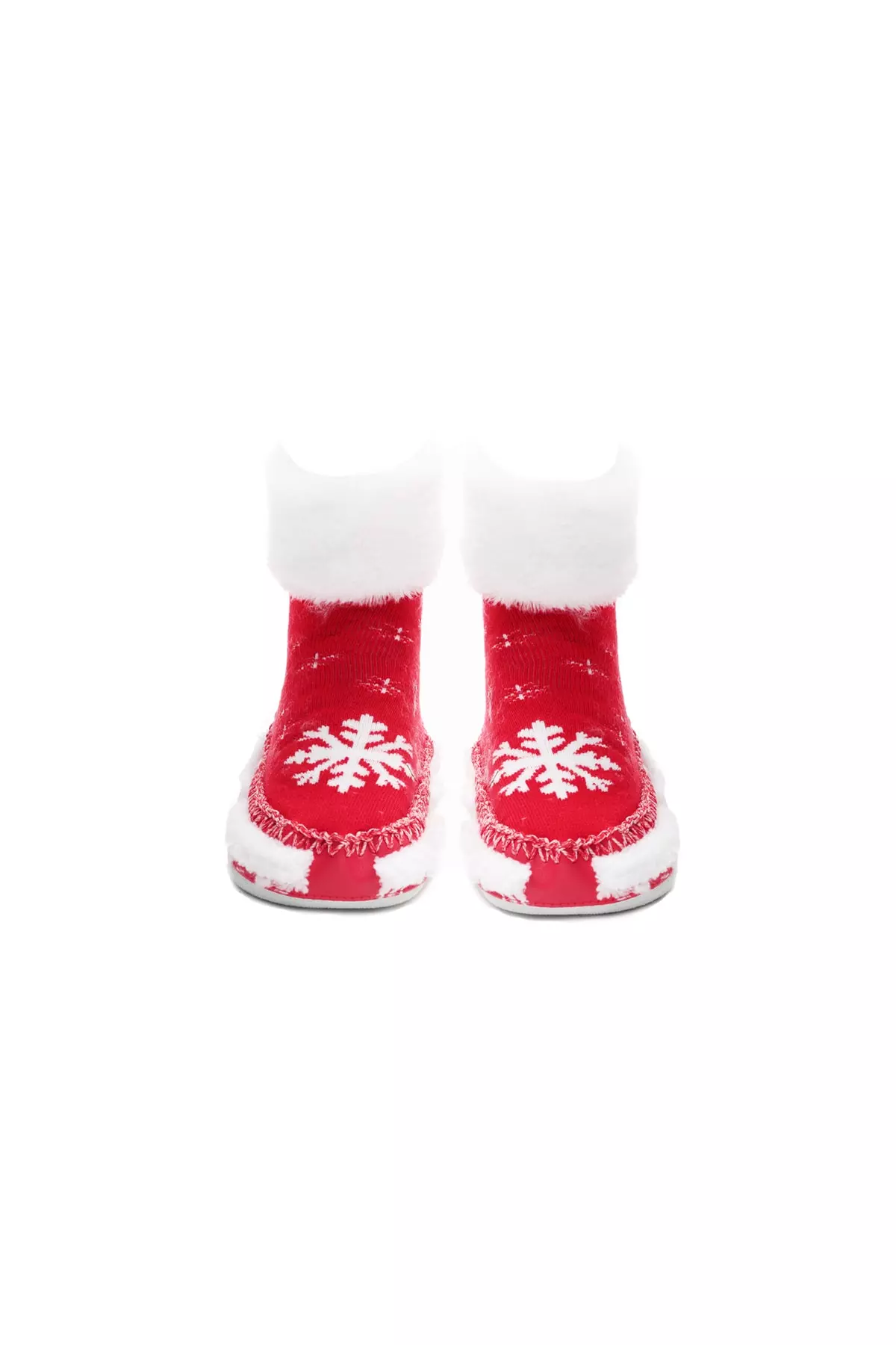Red Snowflake Patterned Children's Slippers