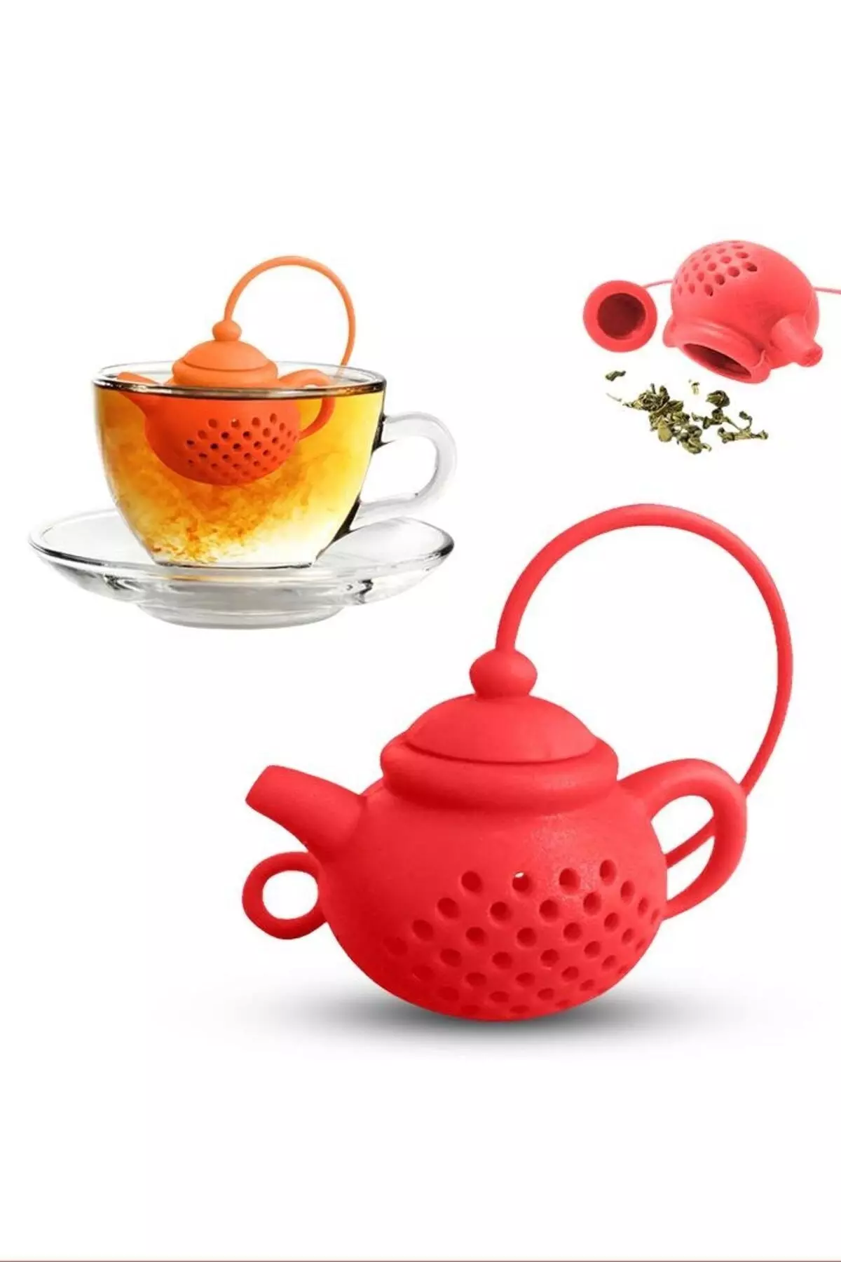 Red Teapot with Cup Edge
