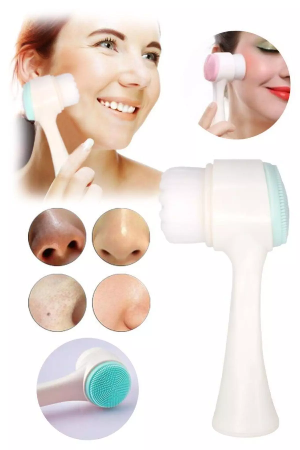 Facial Cleansing Brush White Handle Classic