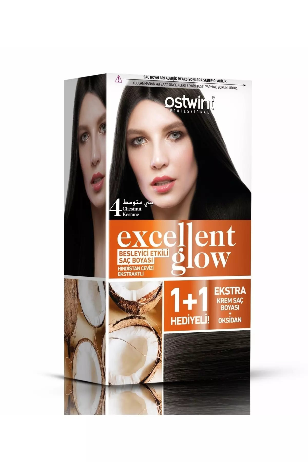 Excellent Glow 1+1 Hair Dye Set with Gift No.4 Chestnut