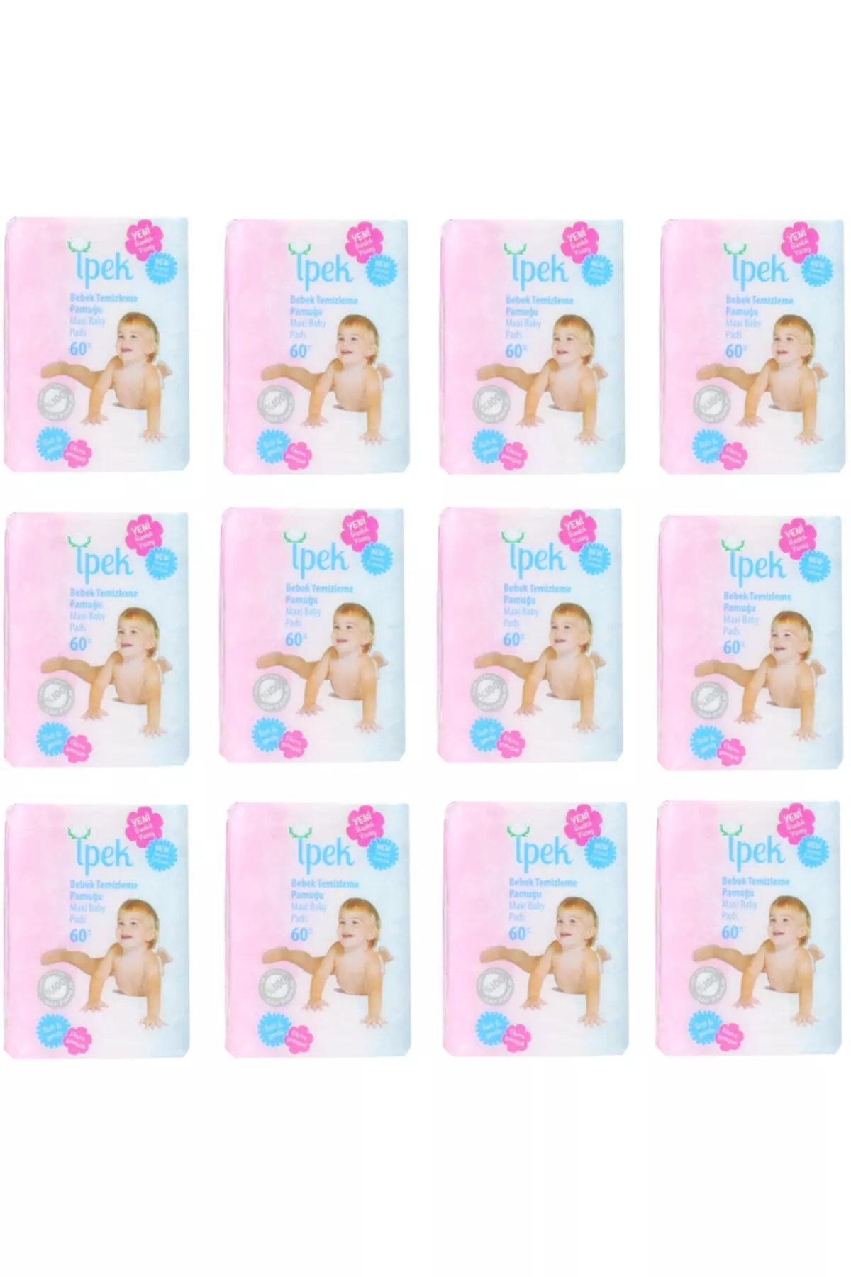 Maxi 60 Piece Baby Cleaning Cotton 12 Pack