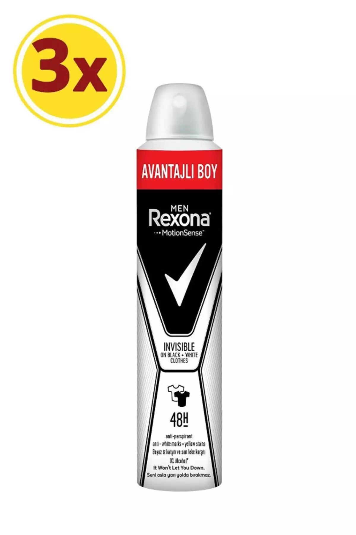 Men Male Spray Deodorant Invisible On Black + White Clothes Advantageous Size 200 ml x3 Pieces