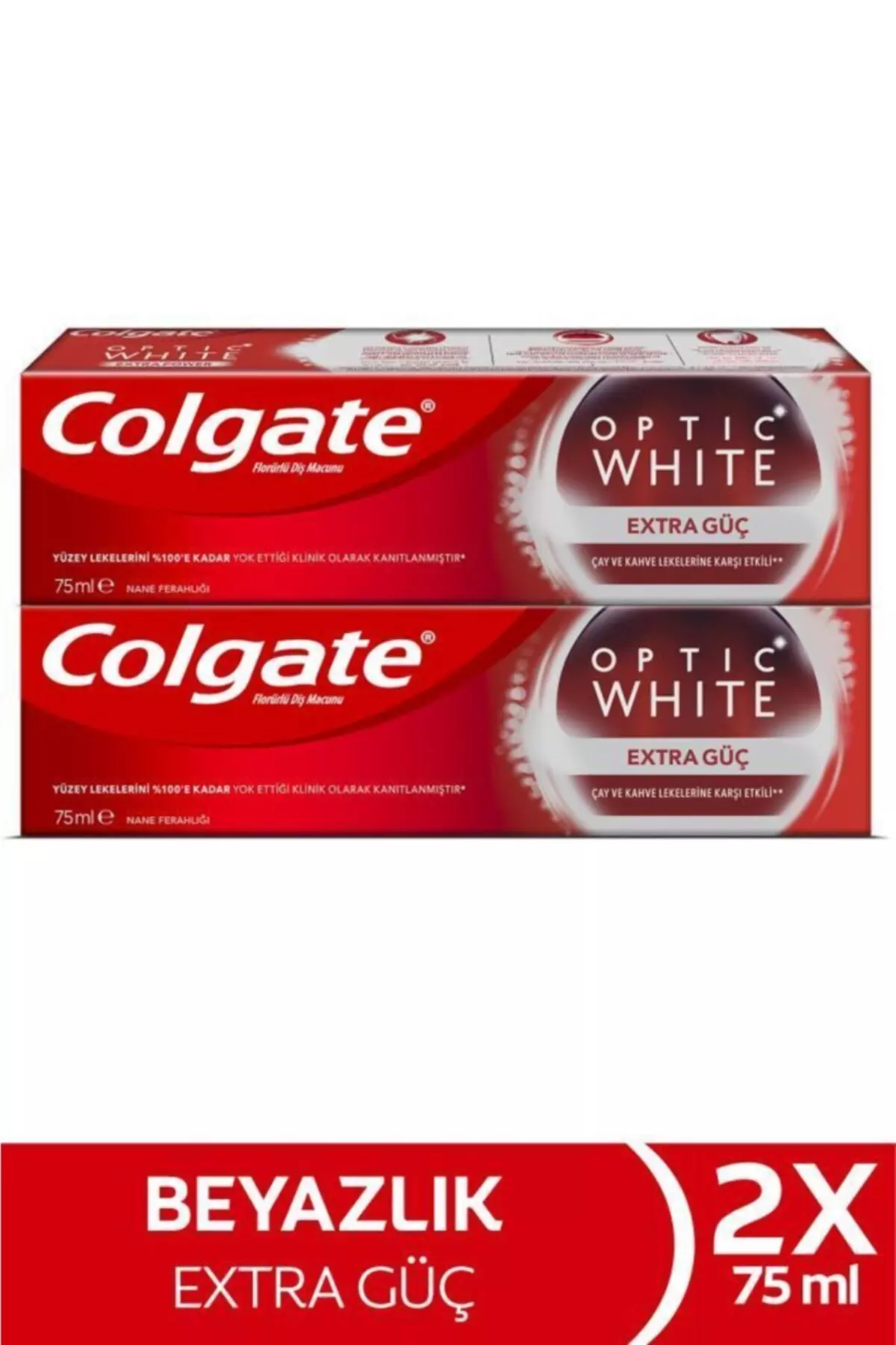 Optic White Extra Strength Whitening Toothpaste Against Tea and Coffee Stains 2 X 75 ml