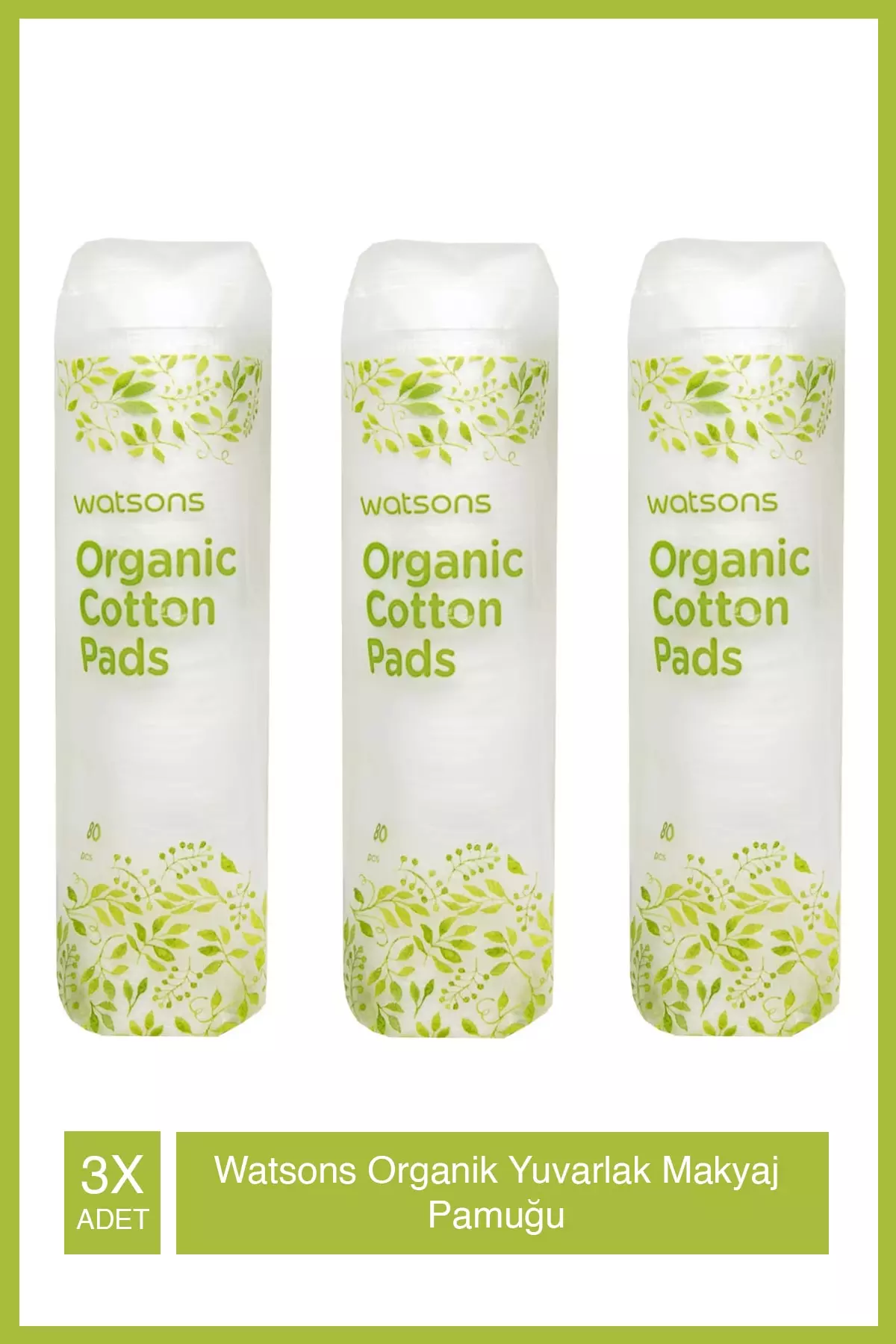 Organic Round Makeup Cotton 80pcs X3 Pieces