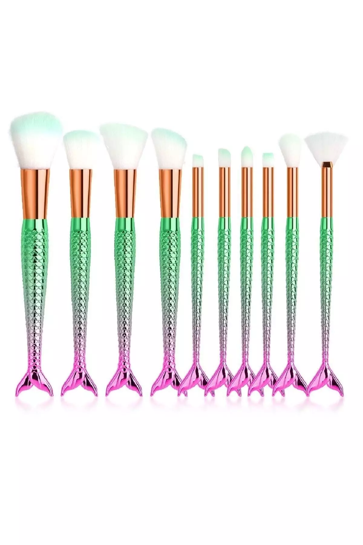 10 Piece Fish Makeup Brush Set