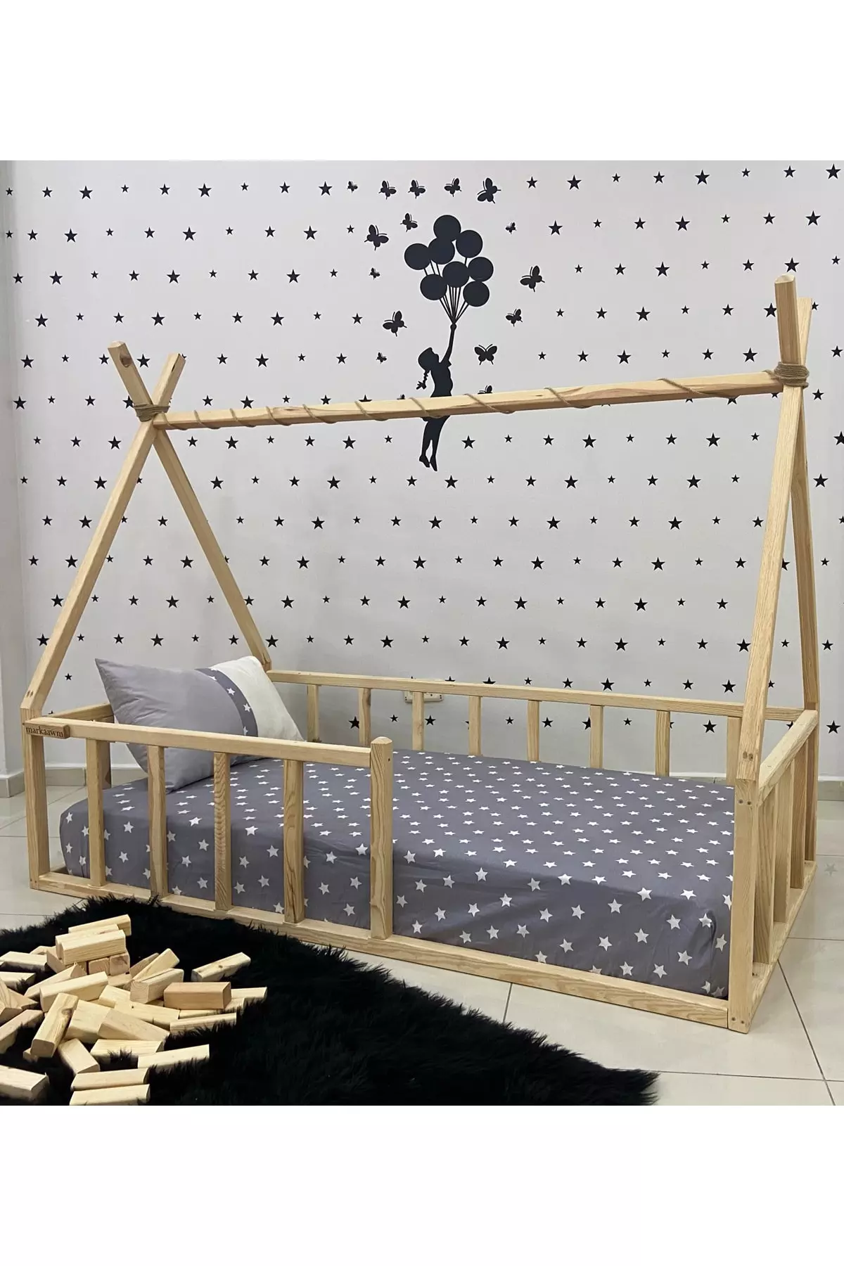 Brand Markaawm Montessori Bed Natural Pine 80x130