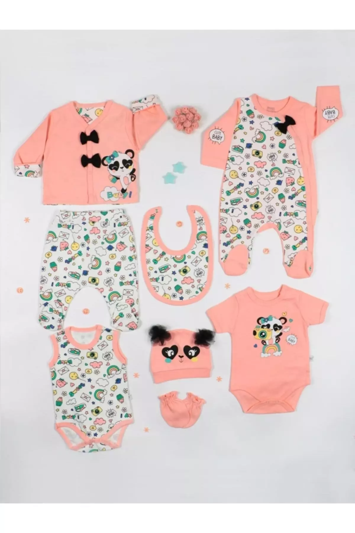 Rainbow Panda Girl 8 Piece Zebra Set