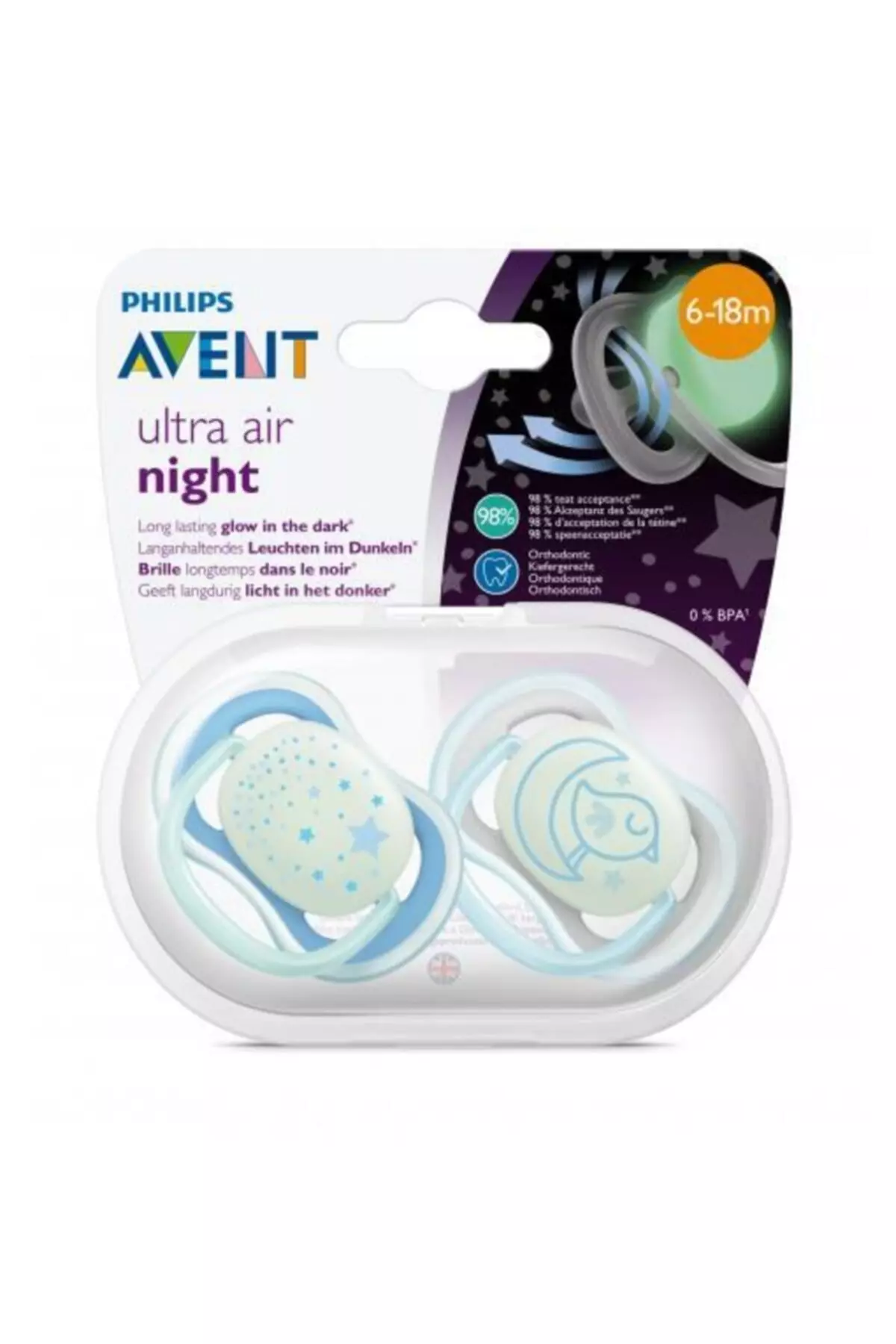 Scf376/21 Ultra Air Night Pacifier 2-Pack 6-18 Months