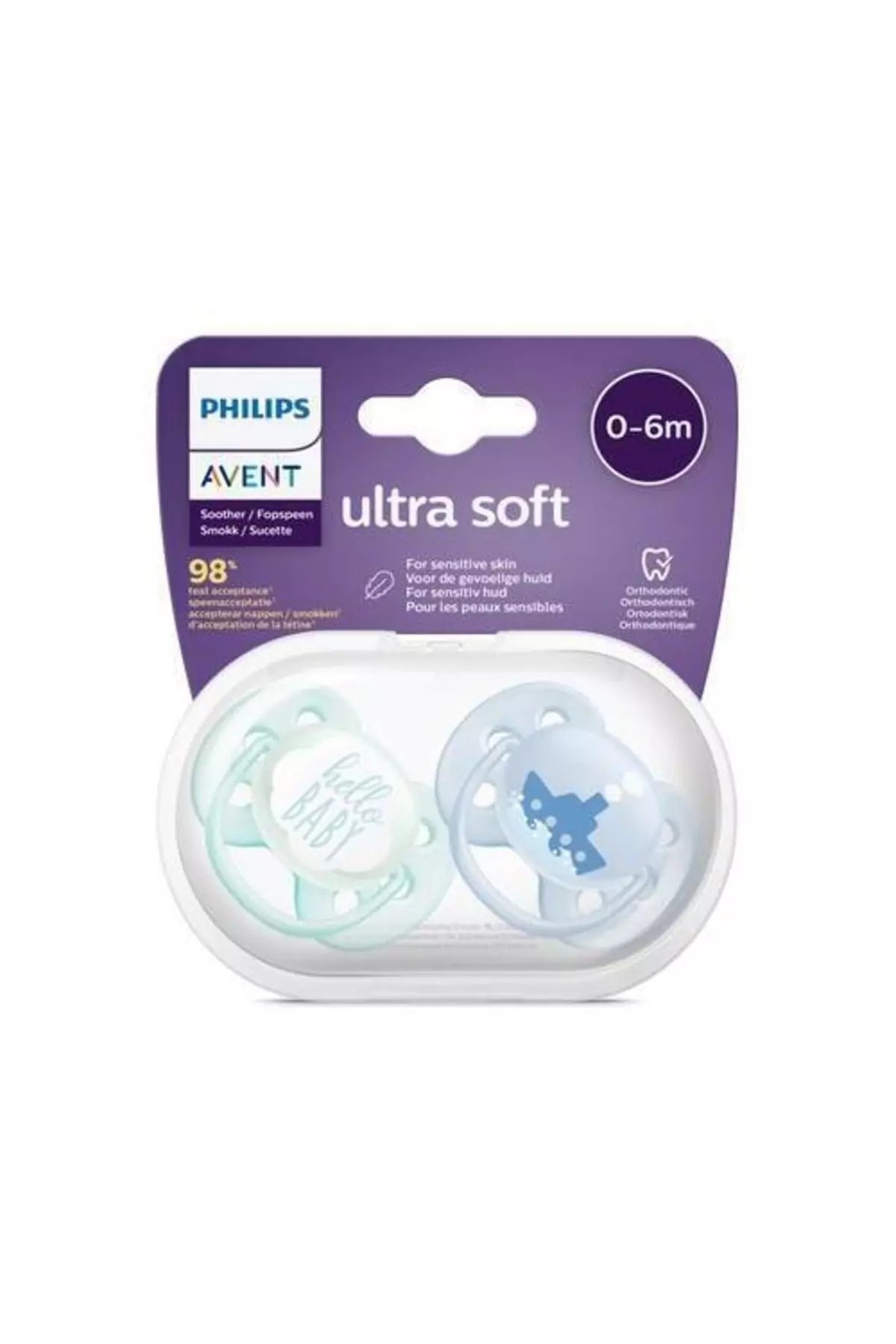 Philips Scf222/01 Ultra Soft Pacifier 0-6 Months Boy