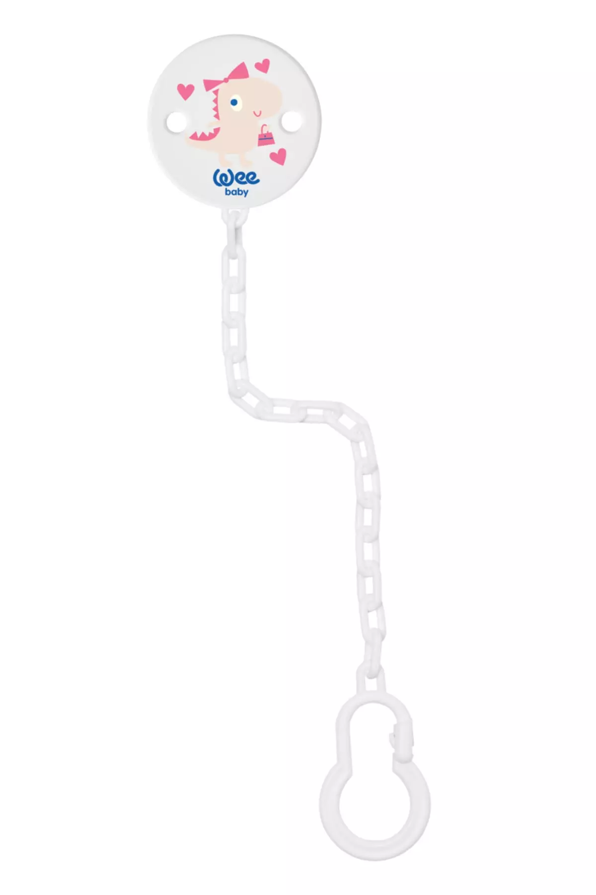 Patterned Pacifier Clip - Pink Dinosaur