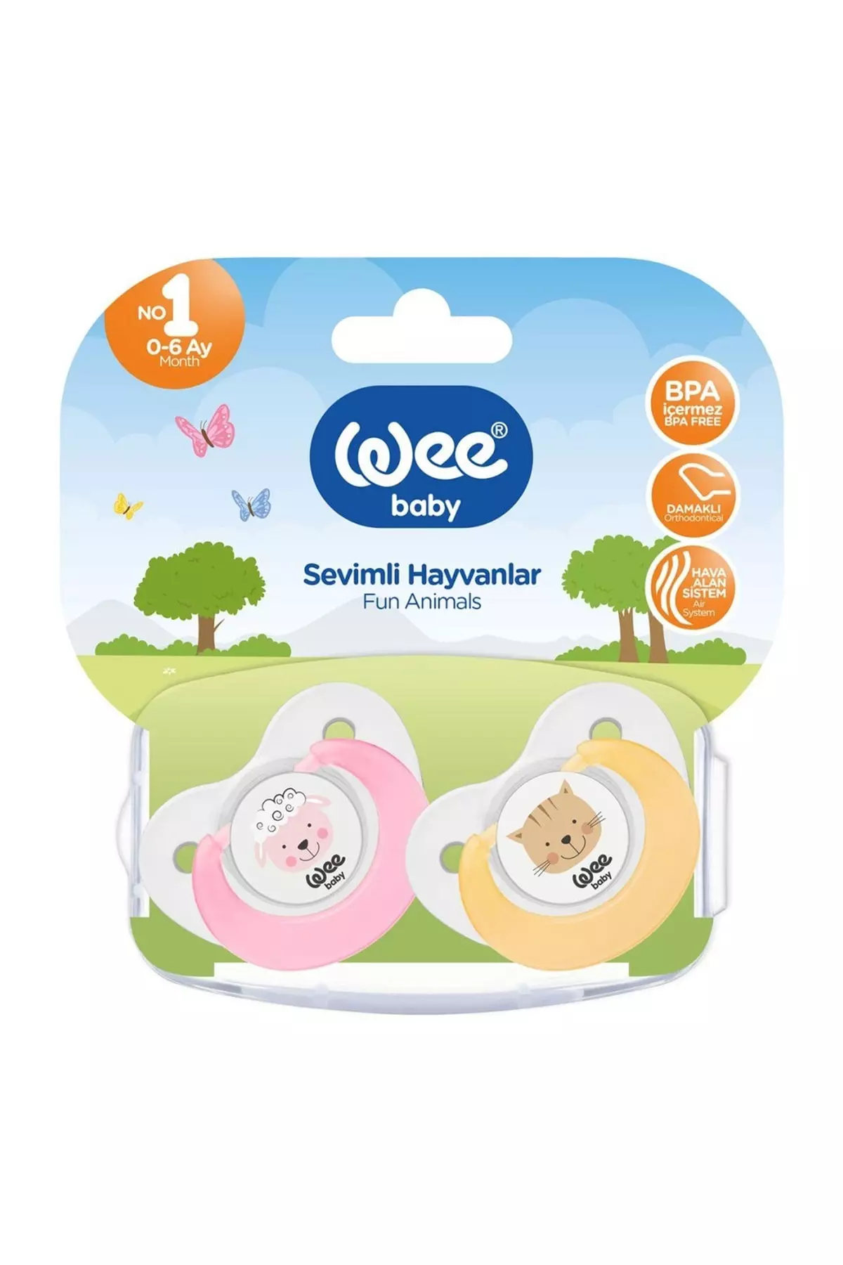 Cute Animals Teething Pacifier No 1 0-6 Months 2-Pack