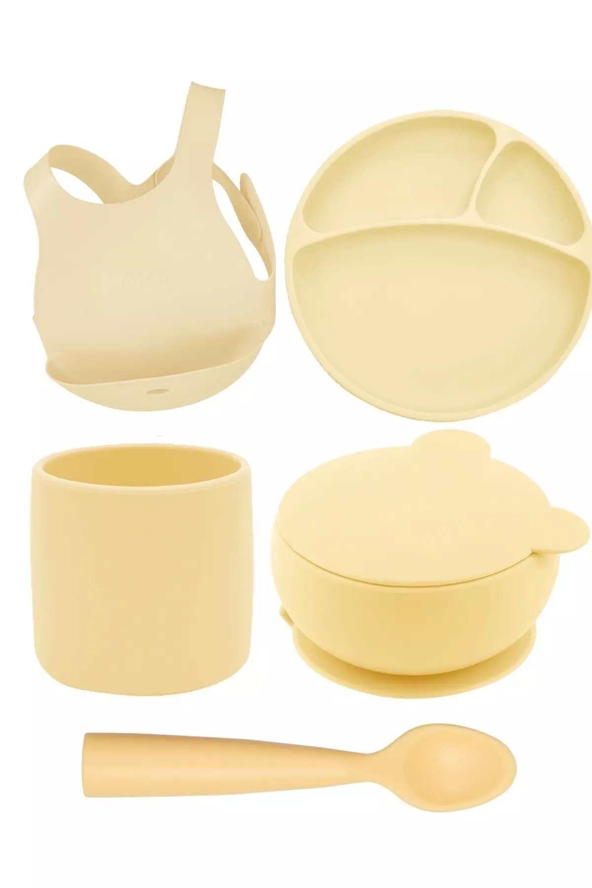 Mellow Yellow Five-Piece Set (apron+plate+bowl+glass+spoon)