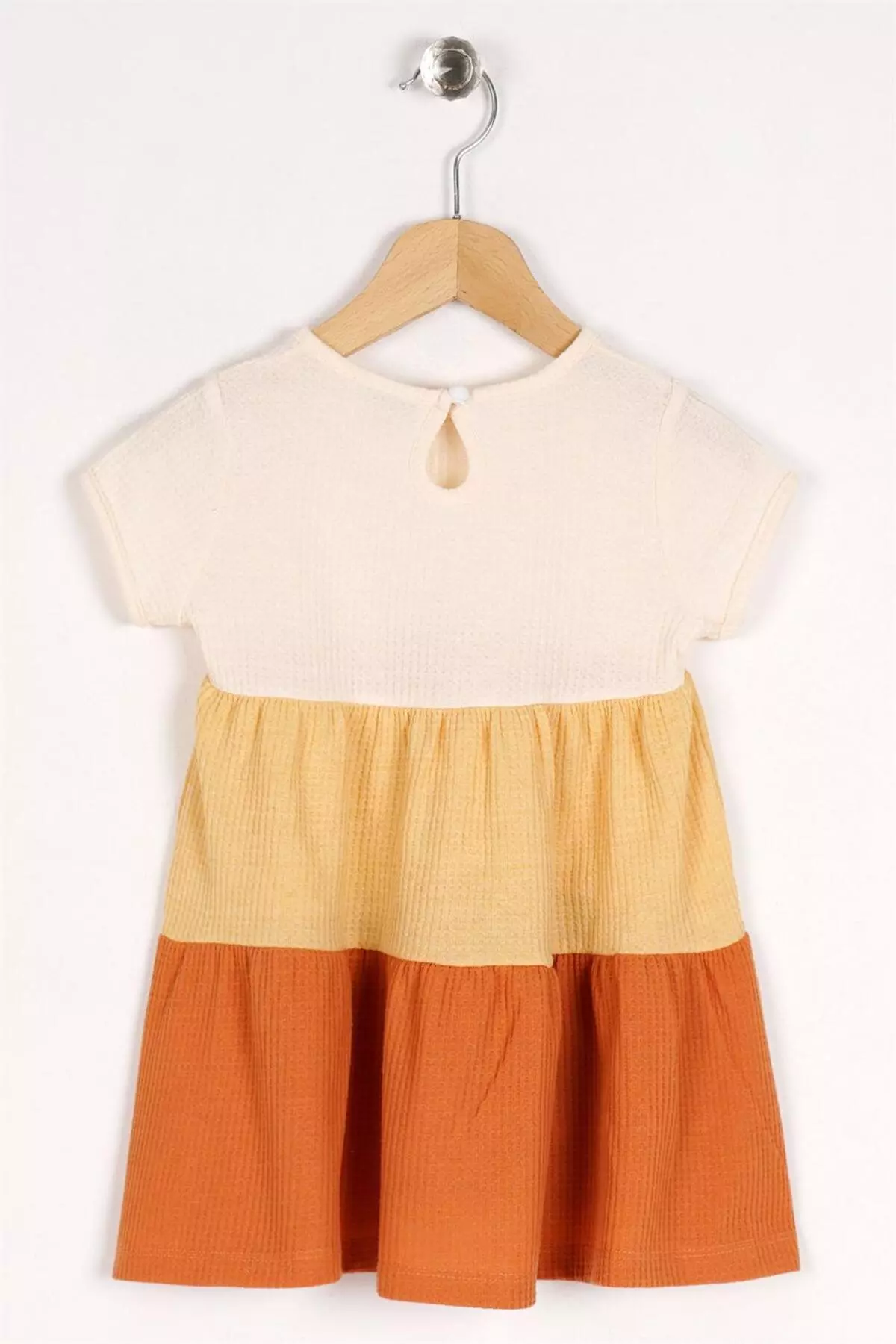 Girl Child Reddish Brown Two-Toned Patchwork Dress