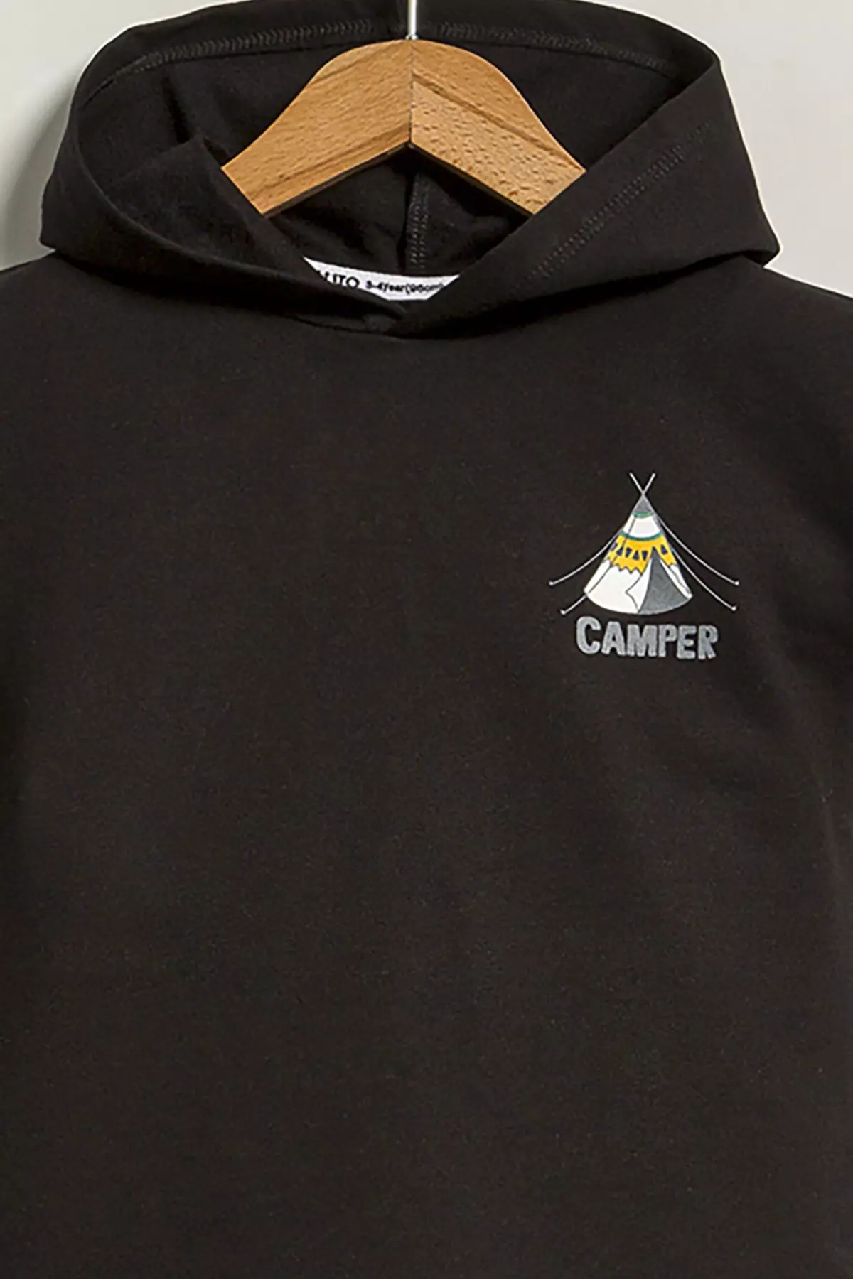 Boy's Camper Hooded T-shirt with Front and Back Print 2 Thread Short Sleeve