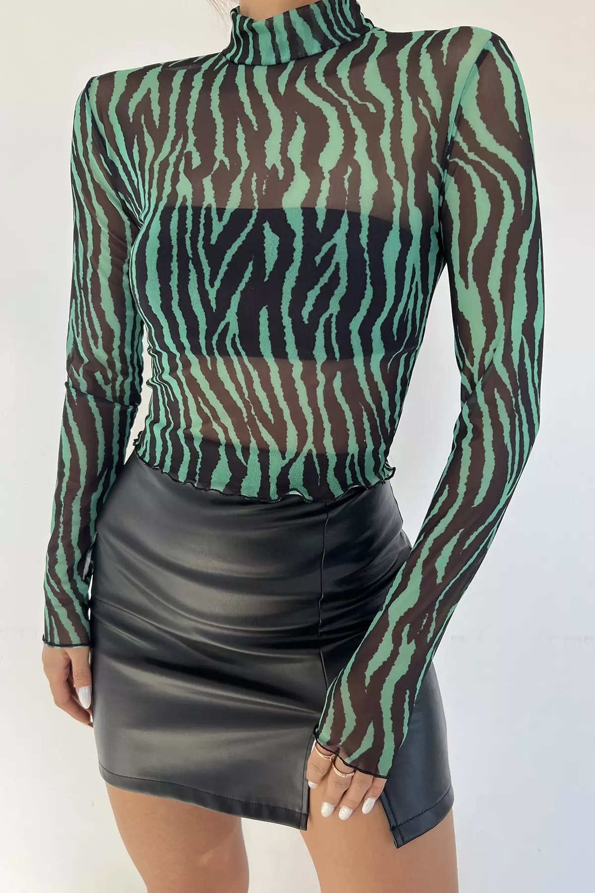 Women's Sheer Blouse with Lace Detail