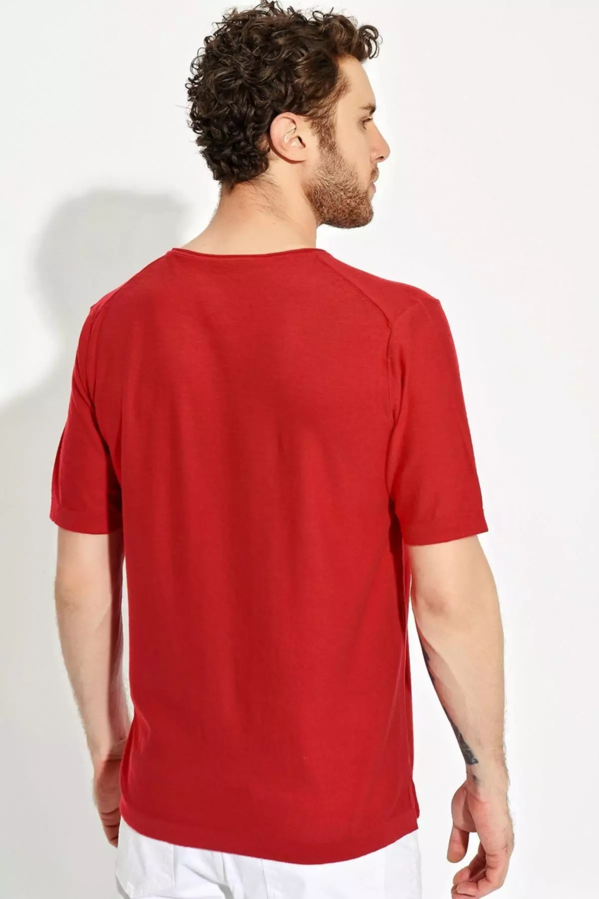 Men's Bicycle Neck Oversized Knit T-shirt 20s404