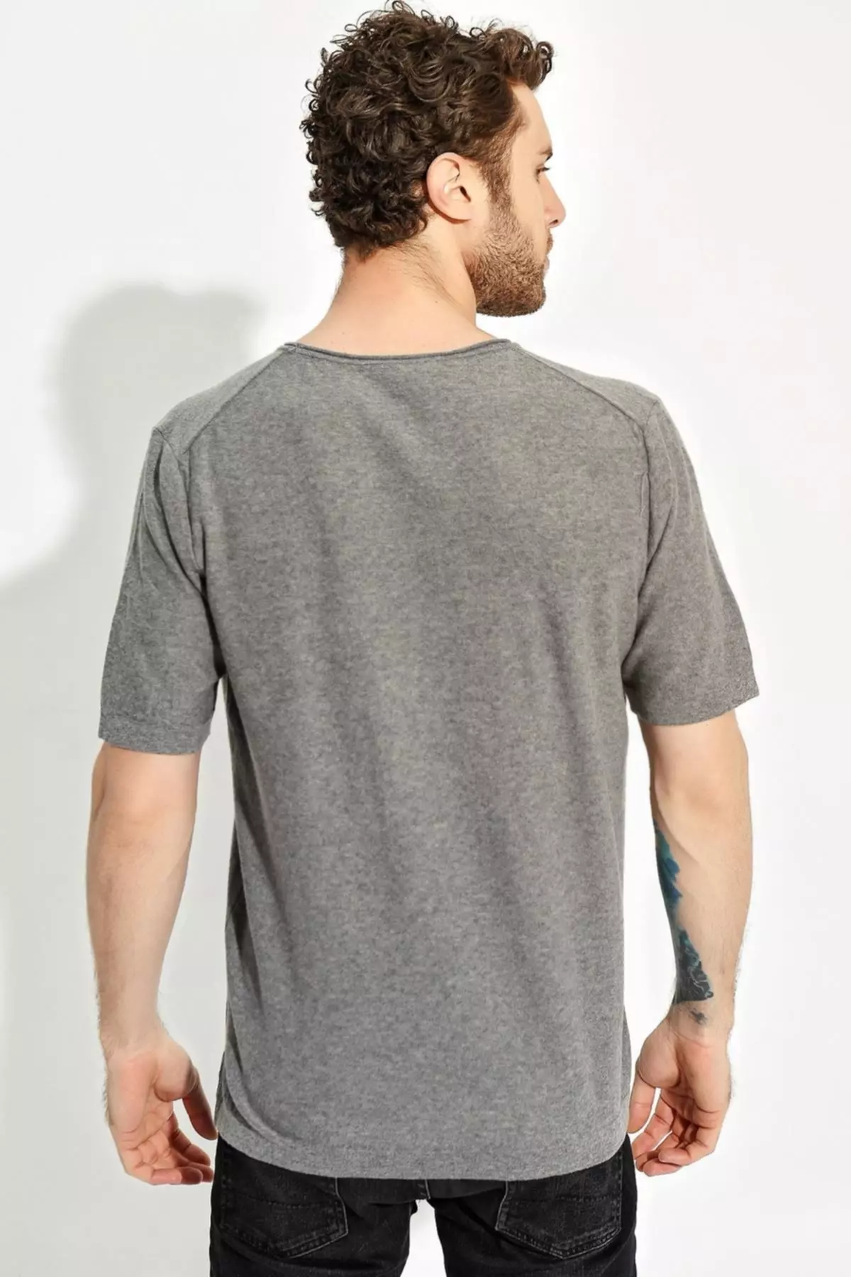 Men's Bicycle Neck Oversized Knit T-shirt 20s404