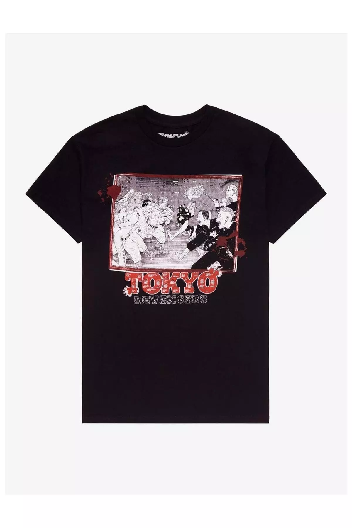 UNISEX BLACK PRINTED OVERSIZE CUT SHORT SLEEVE T-SHIRT