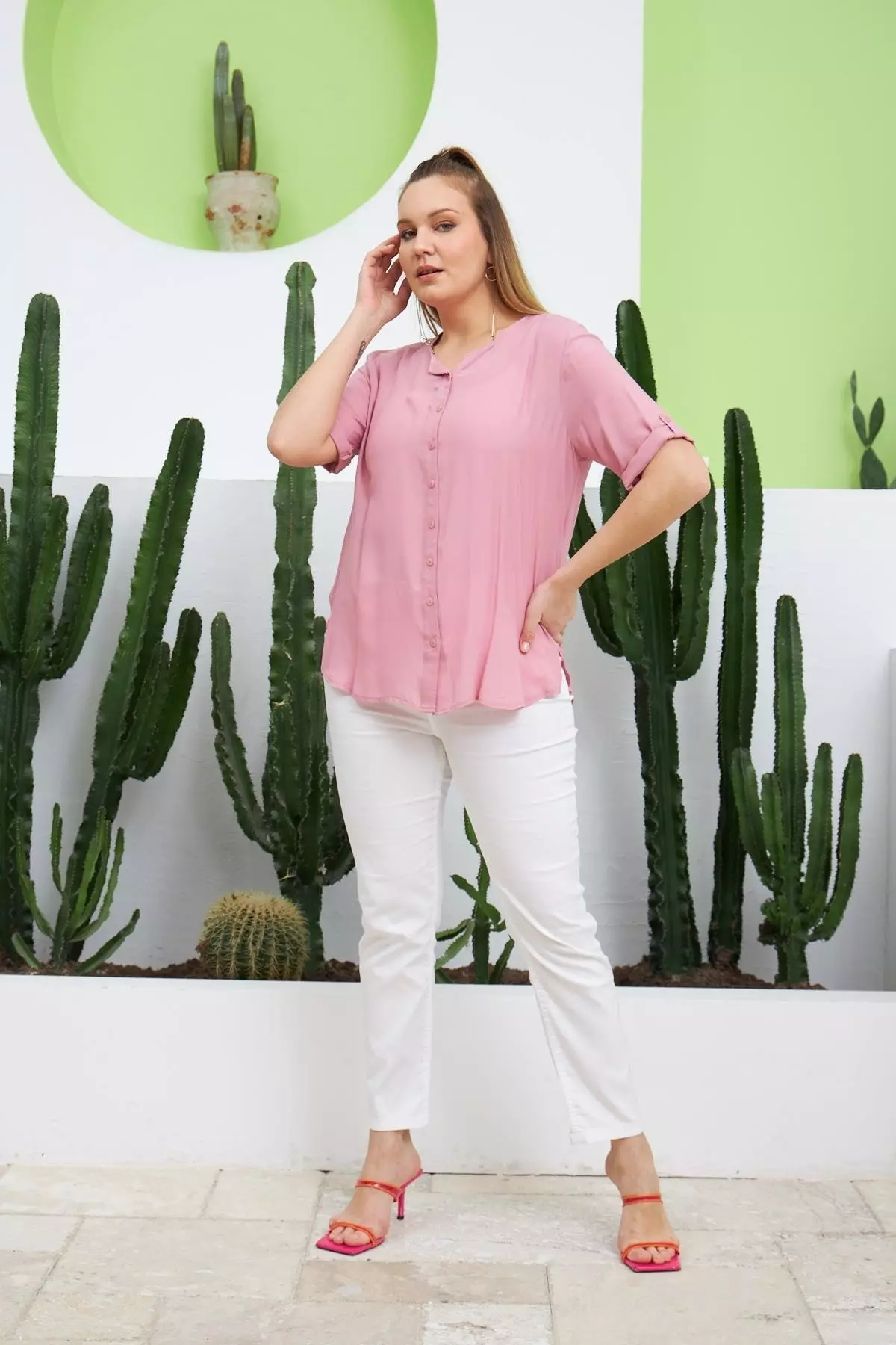 Shirt with Shoulder Epaulet Detail in Plus Size