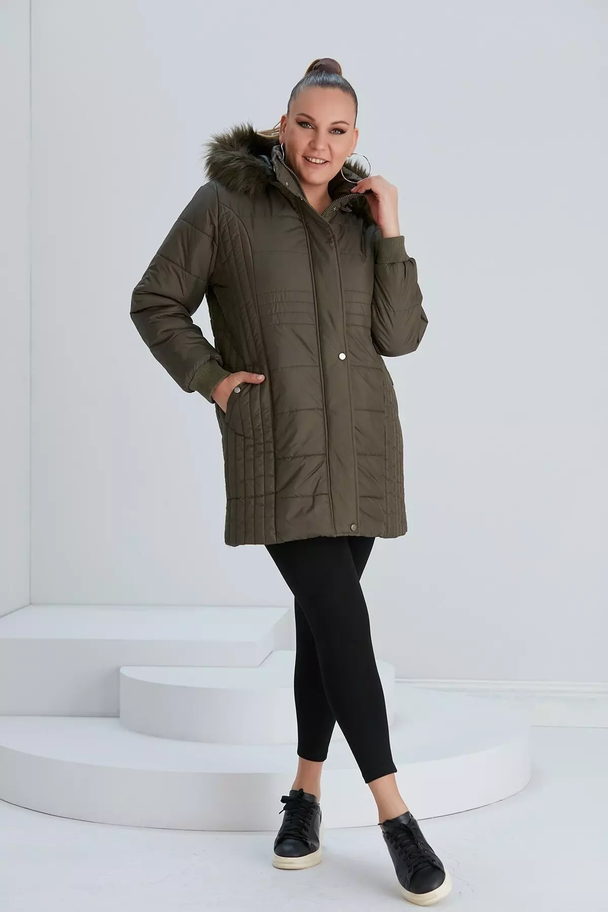 Plus Size Hooded Coat