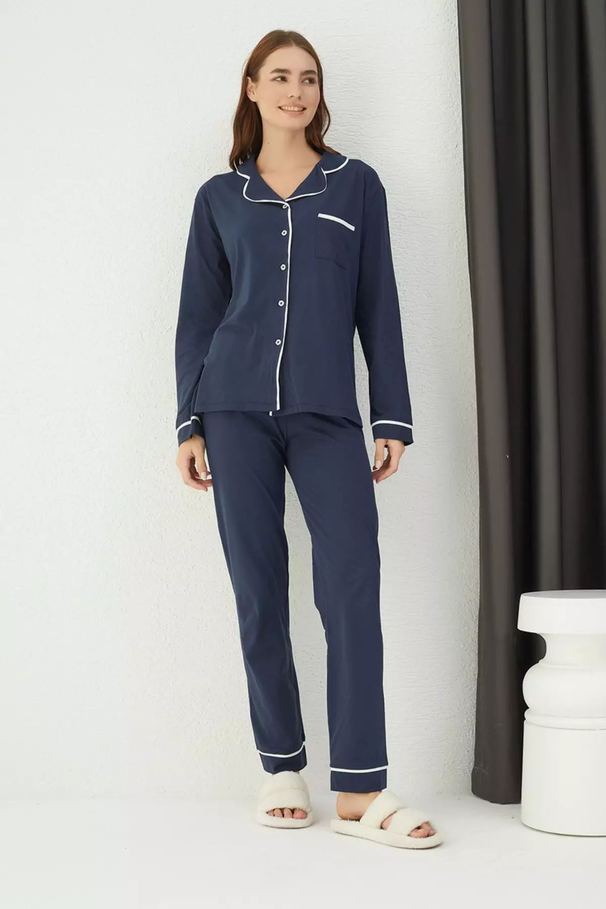 Cotton Buttoned Pajama Set