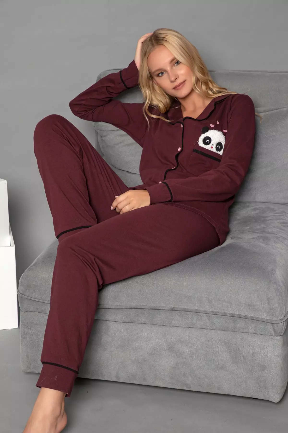 COTTON KING BUTTONED PAJAMA SET