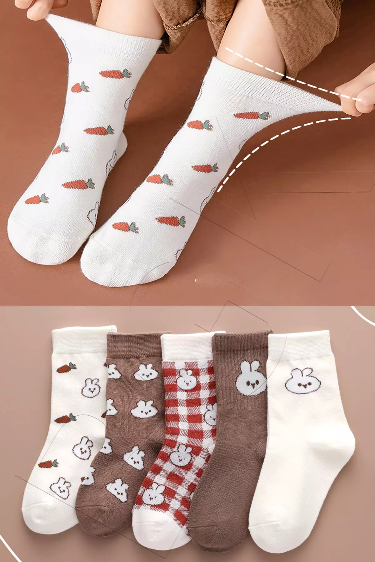 5 Pairs of Children&Adult Socks with Dog Pattern