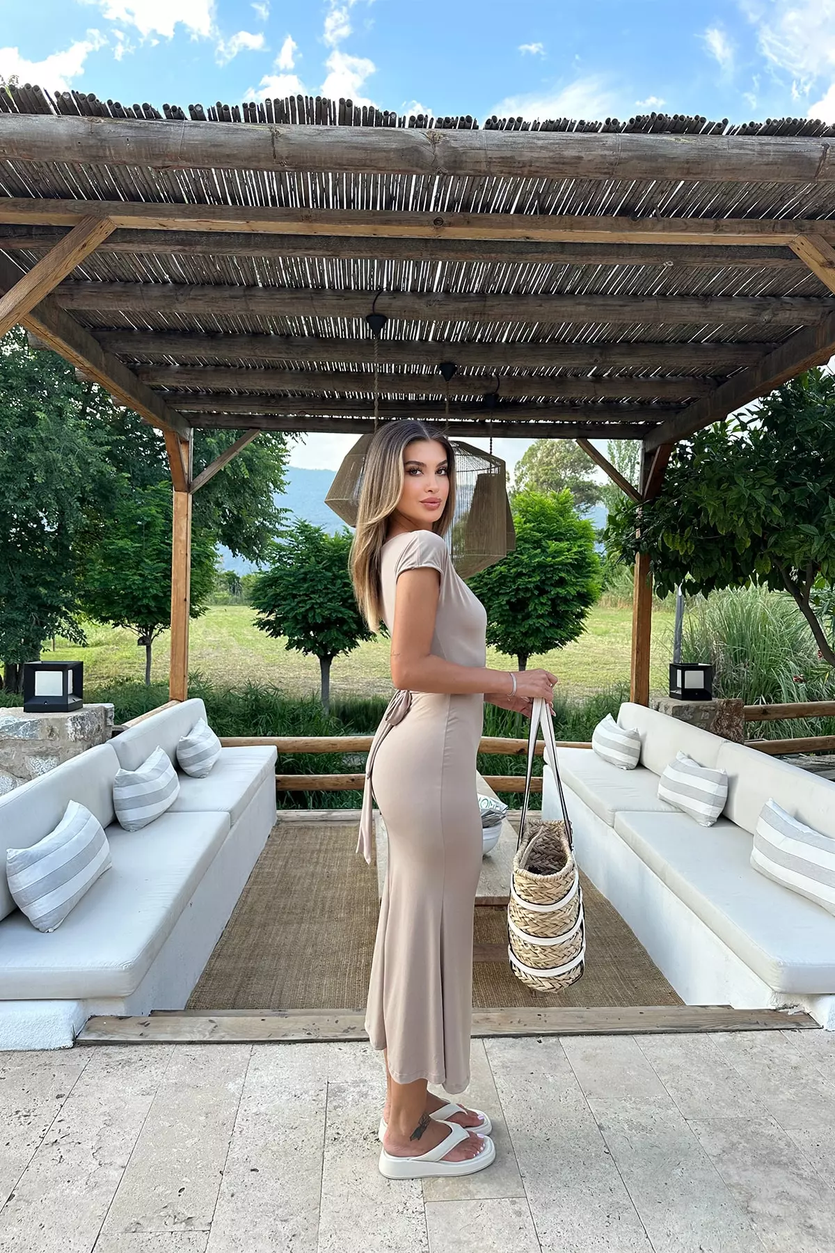 Stone-Embellished Long Dress ATE7238
