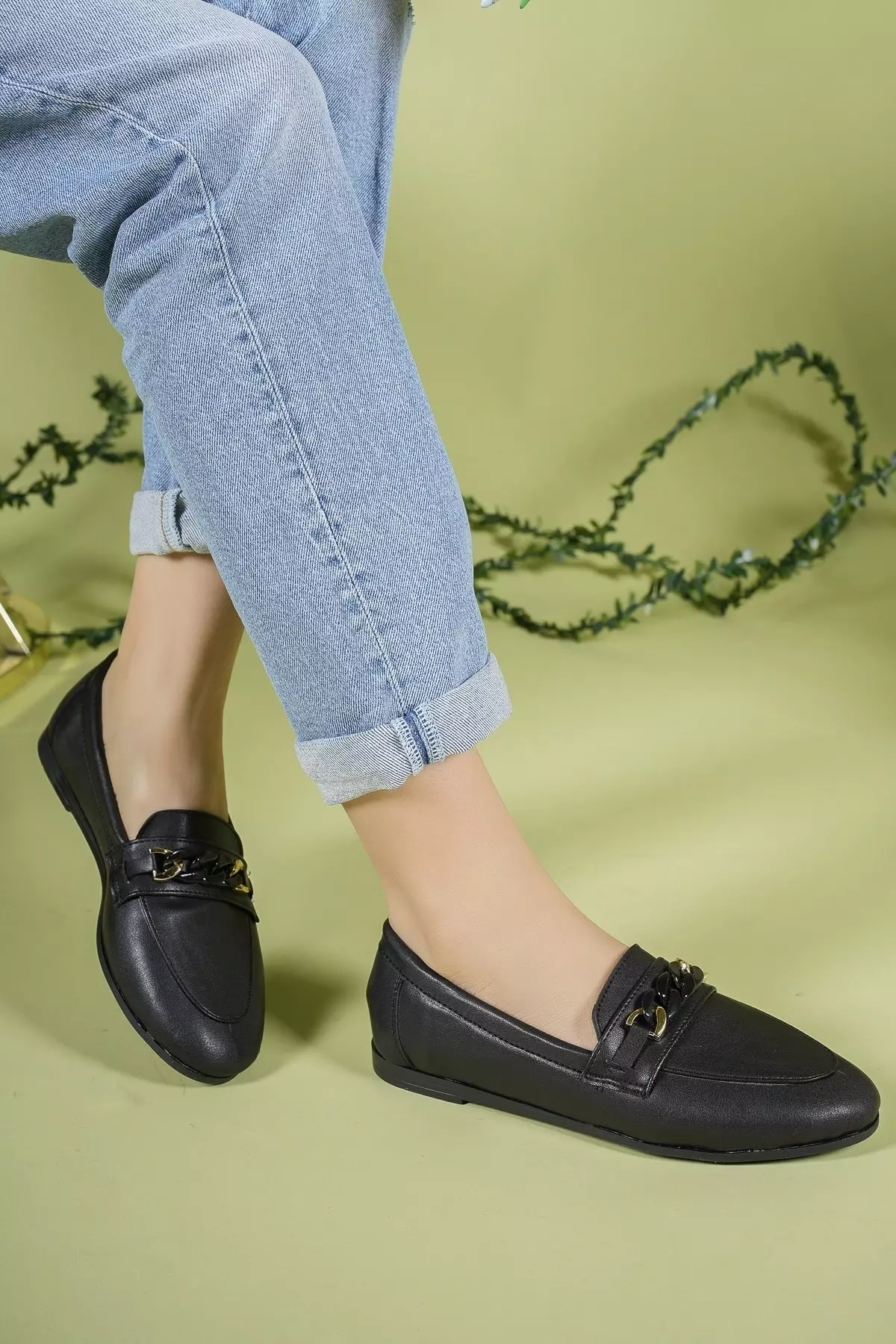 Daily Women's Ballet Flat 0012110 Black Leather