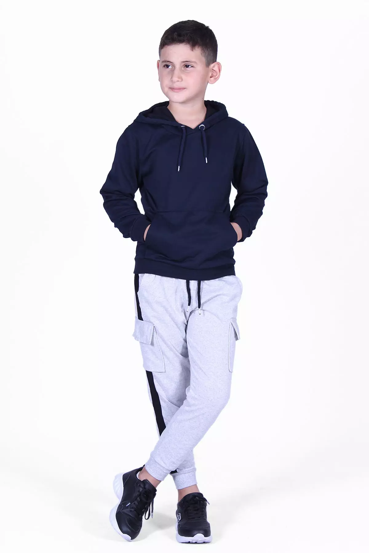 Men's Kangaroo Pocket Hooded Cargo Jogger Set