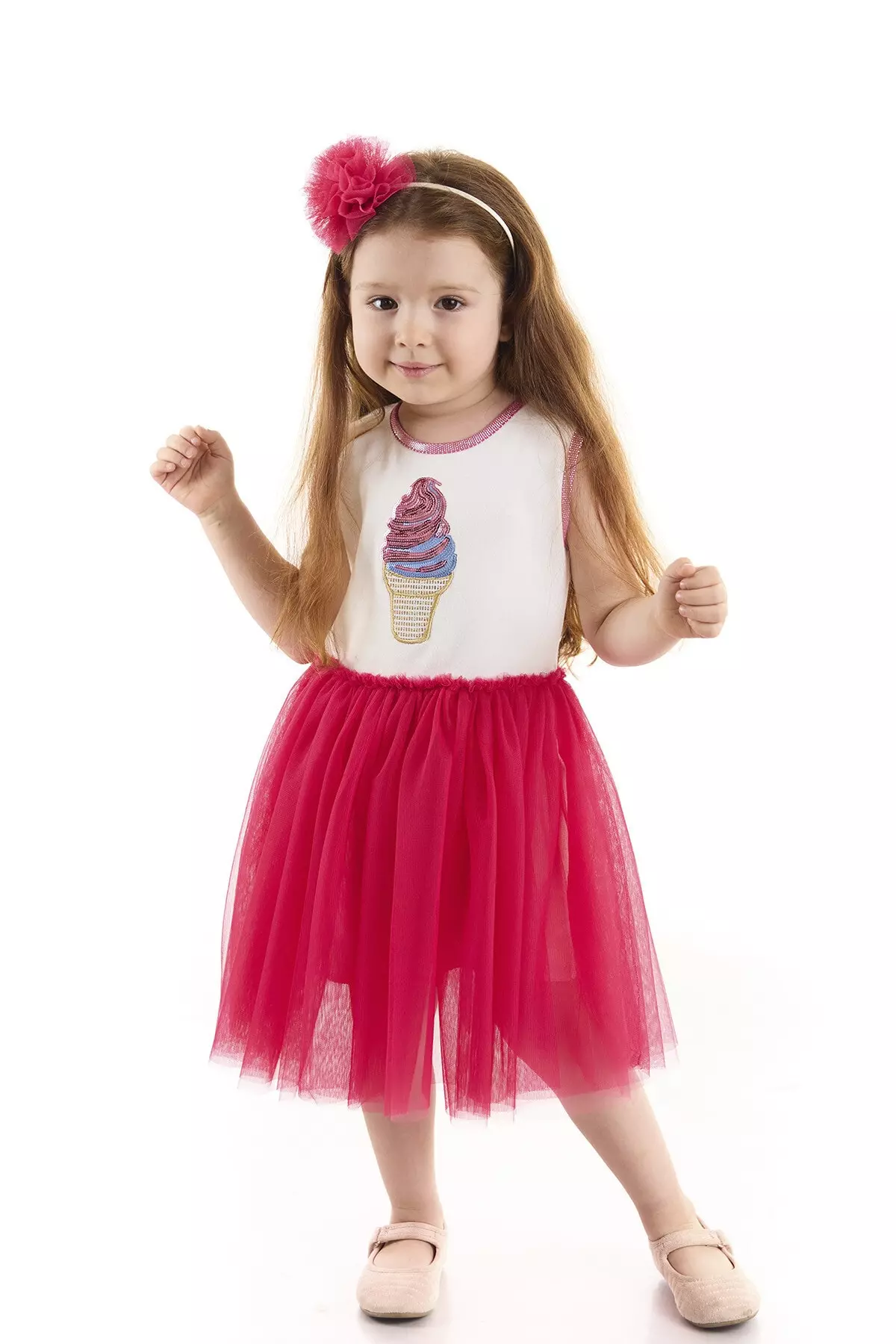 Ice Cream Sequin Embellished Girl Dress