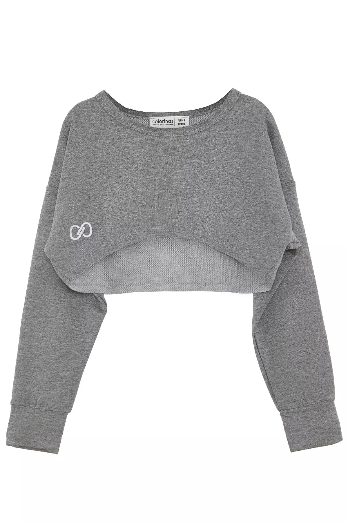 Embroidered Crop Long Sleeve Girl Child Jersey Sweatshirt