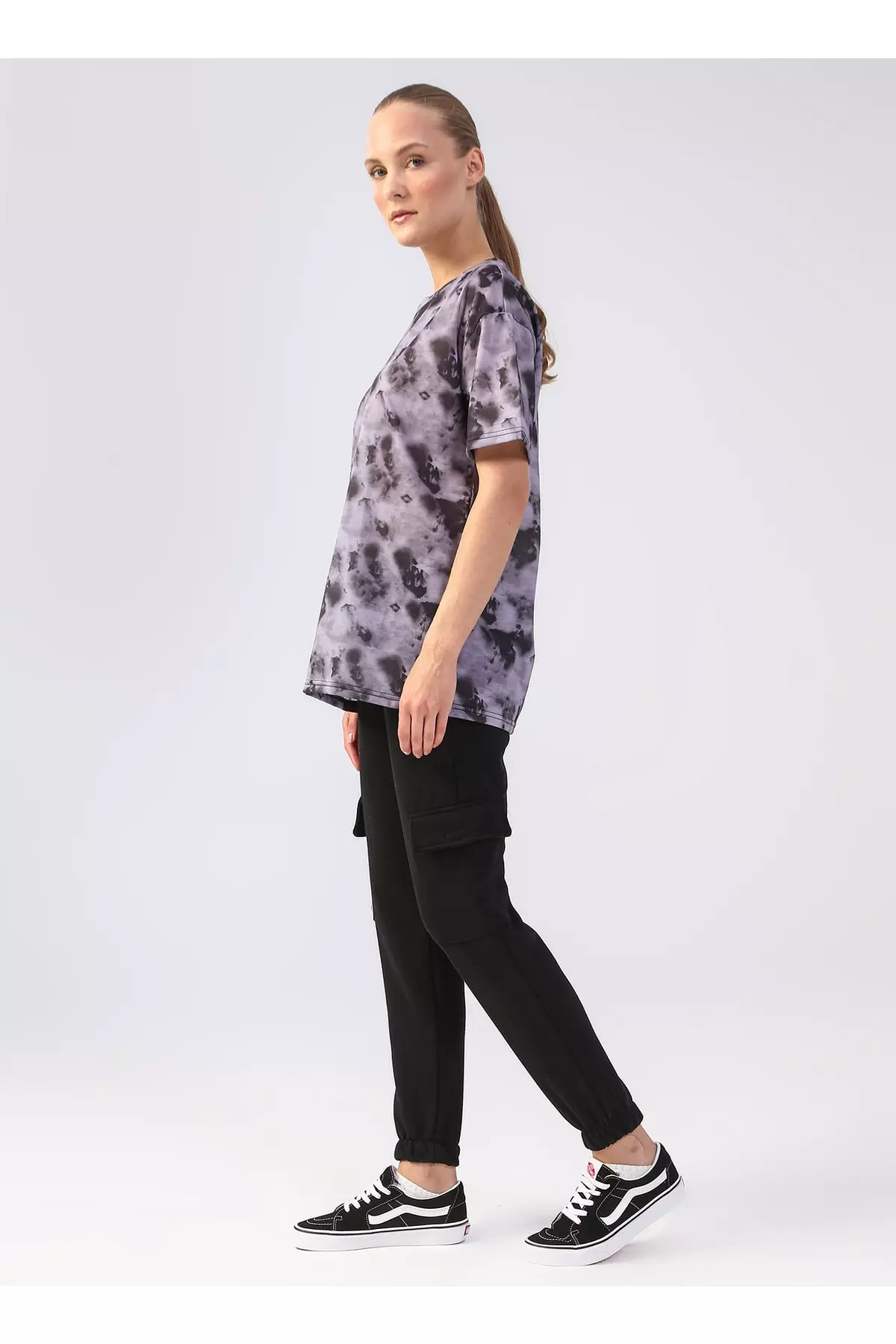 Lemon Bicycle Collar Batik Gray Women's T-shirt Alley